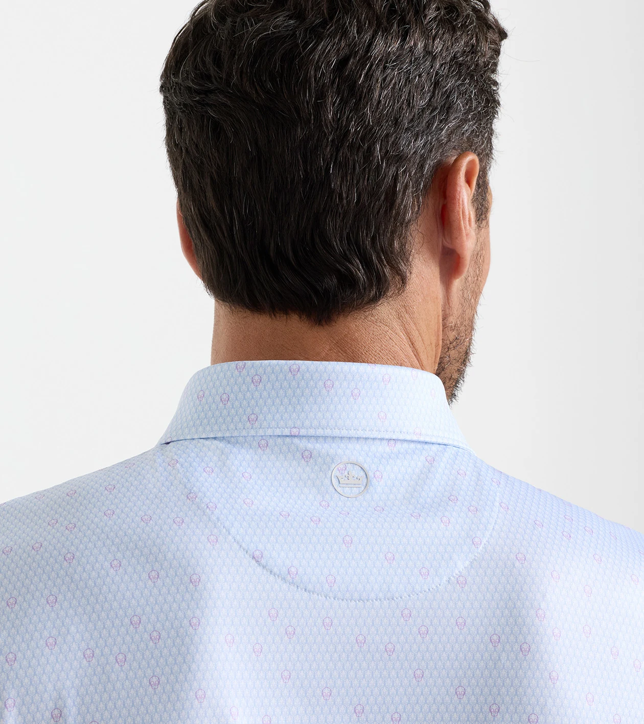 Geo Skull Performance Jersey Polo in White / Stream Blue - Alternate Image 3