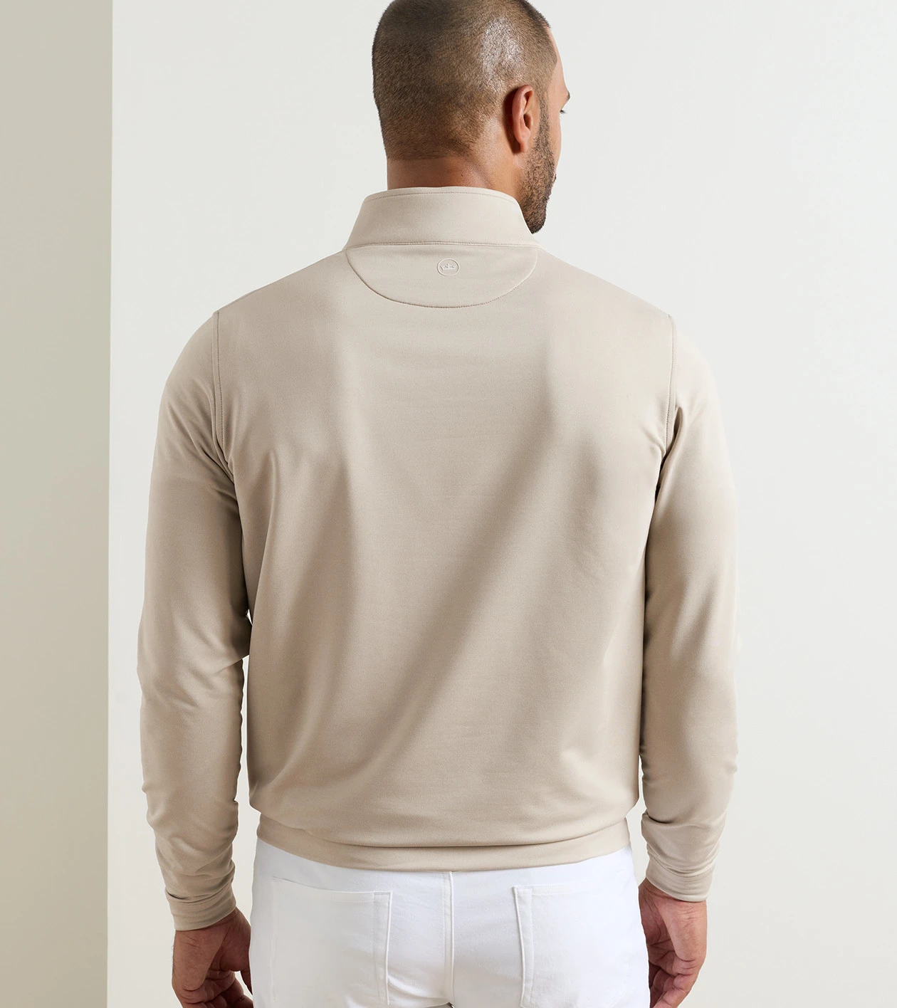 Perth M&eacute;lange Performance Quarter-Zip in BISCUIT - Alternate Image 2