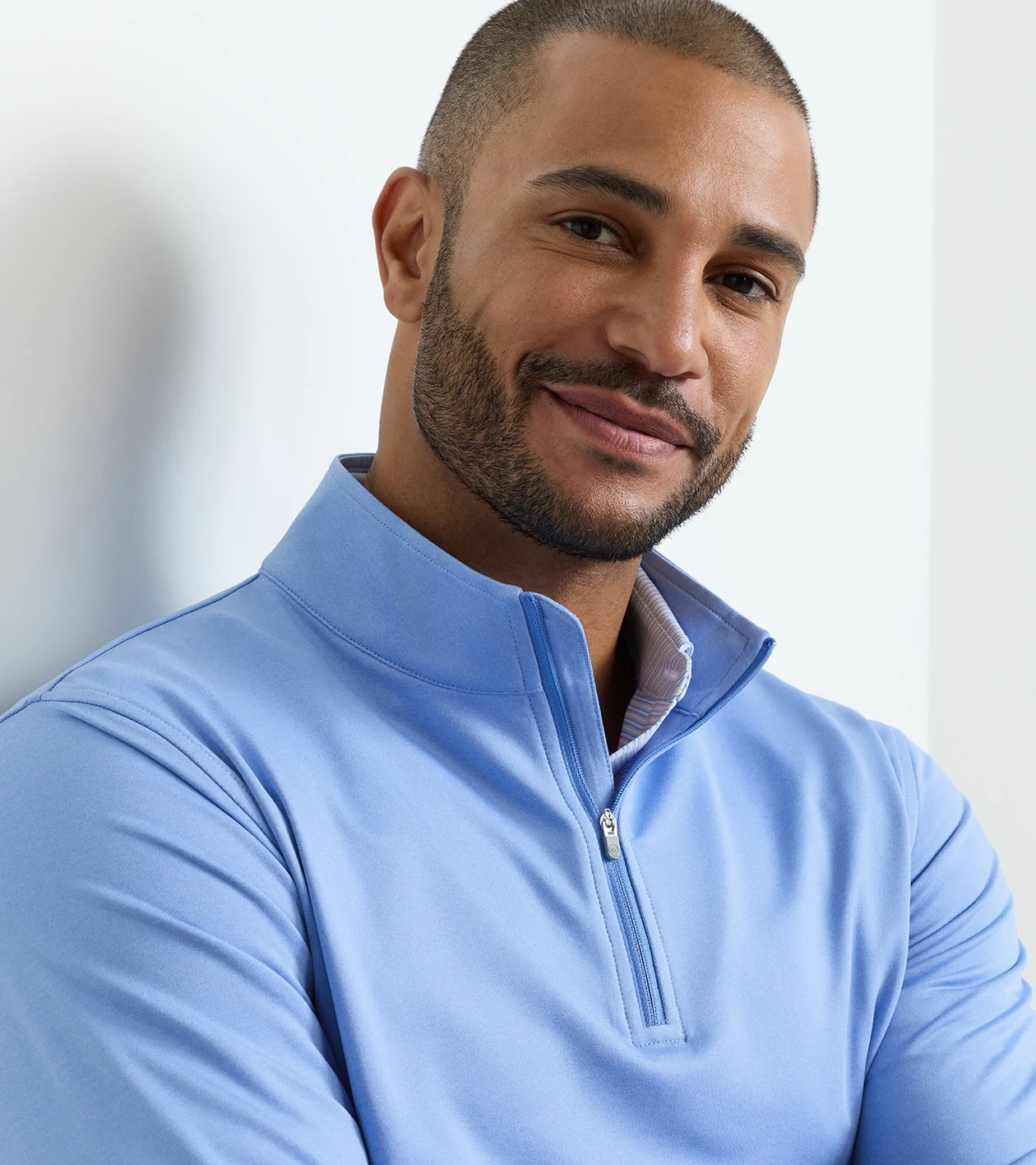 Perth M&eacute;lange Performance Quarter-Zip in BLUEBIRD - Alternate Image 4