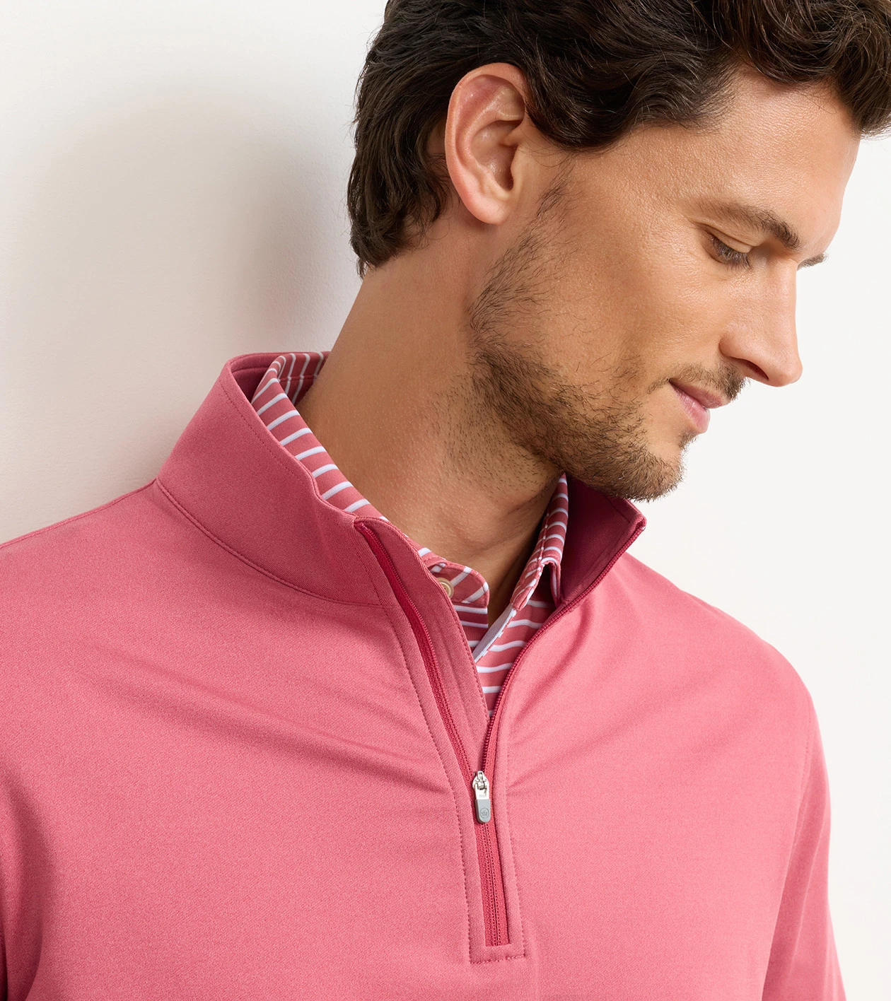 Perth M&eacute;lange Performance Quarter-Zip in Chili Red - Alternate Image 4