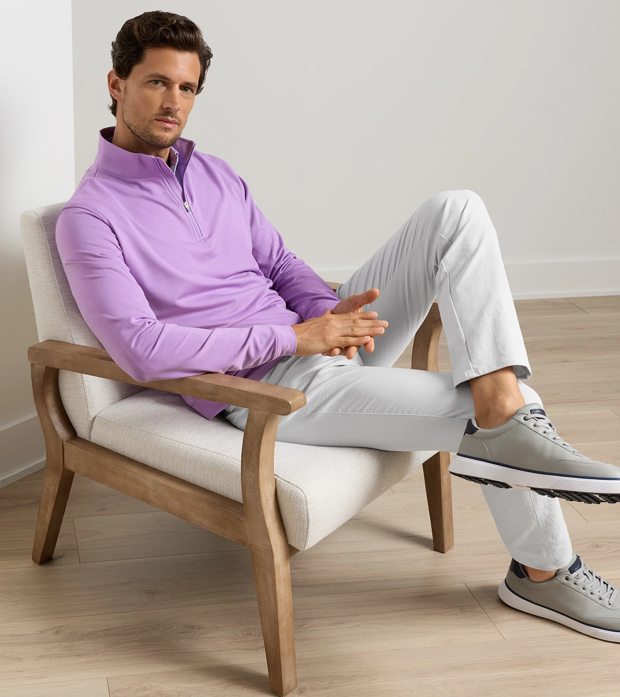 Perth M&eacute;lange Performance Quarter-Zip in PURPLE IRIS - Alternate Image 1