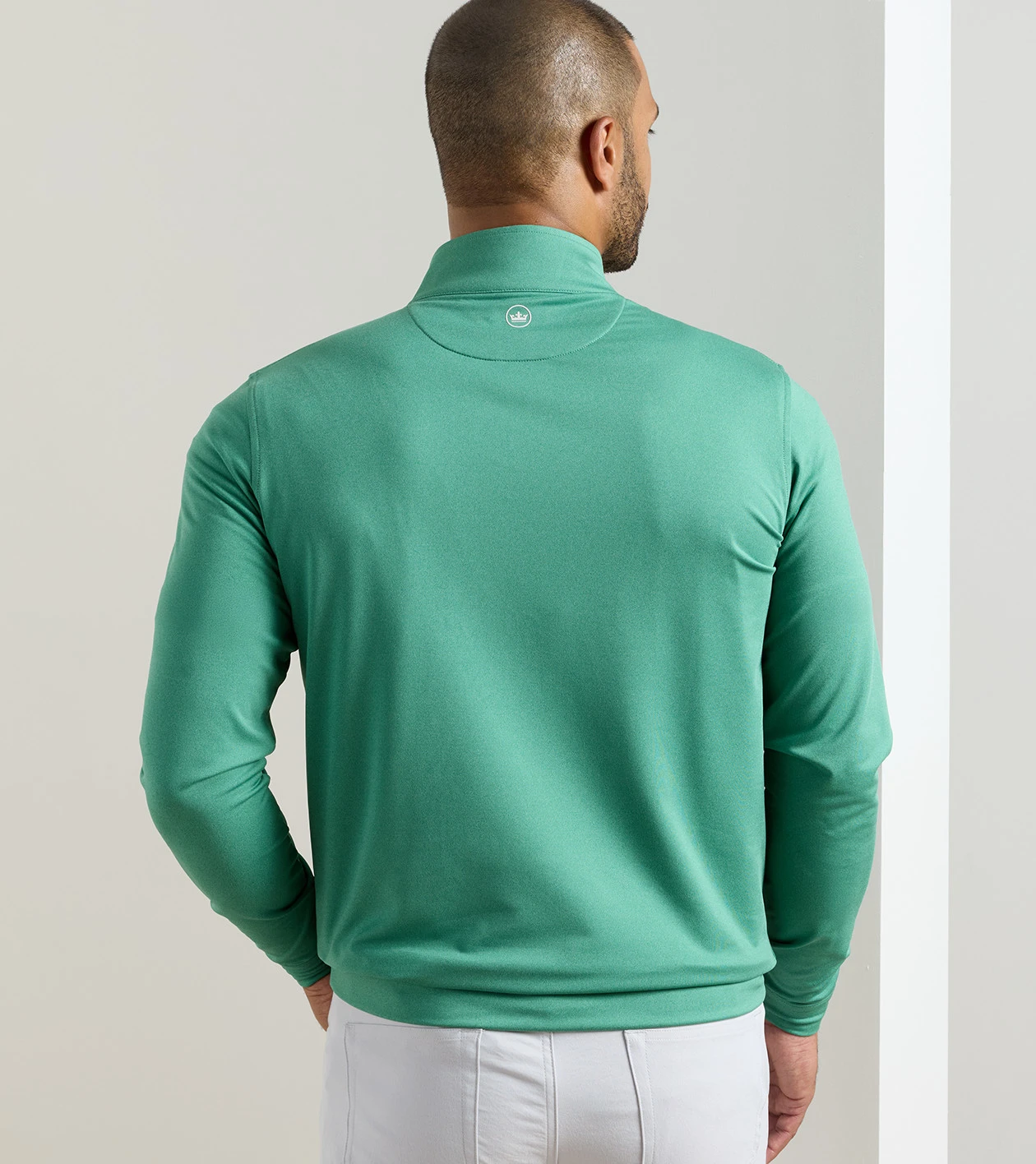 Perth M&eacute;lange Performance Quarter-Zip in SNOW PEA - Alternate Image 2