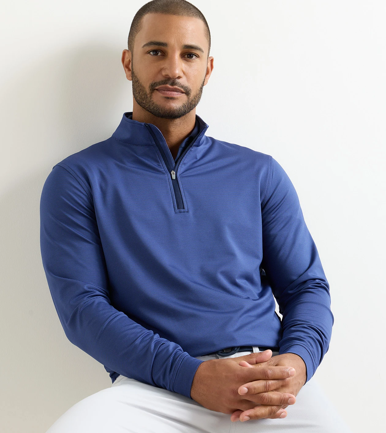 Perth Sugar Stripe Performance Quarter-Zip | Men's Pullovers
