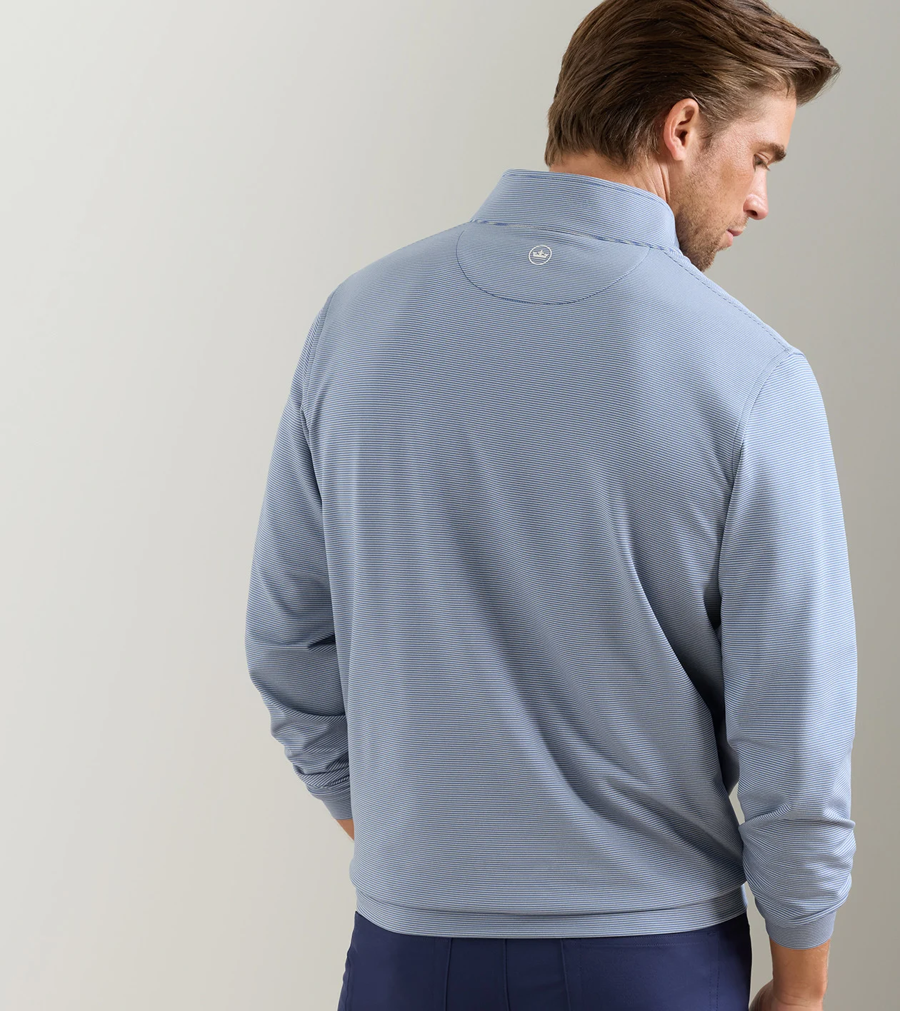 Perth Sugar Stripe Performance Quarter-Zip in Windsor Blue - Alternate Image 2
