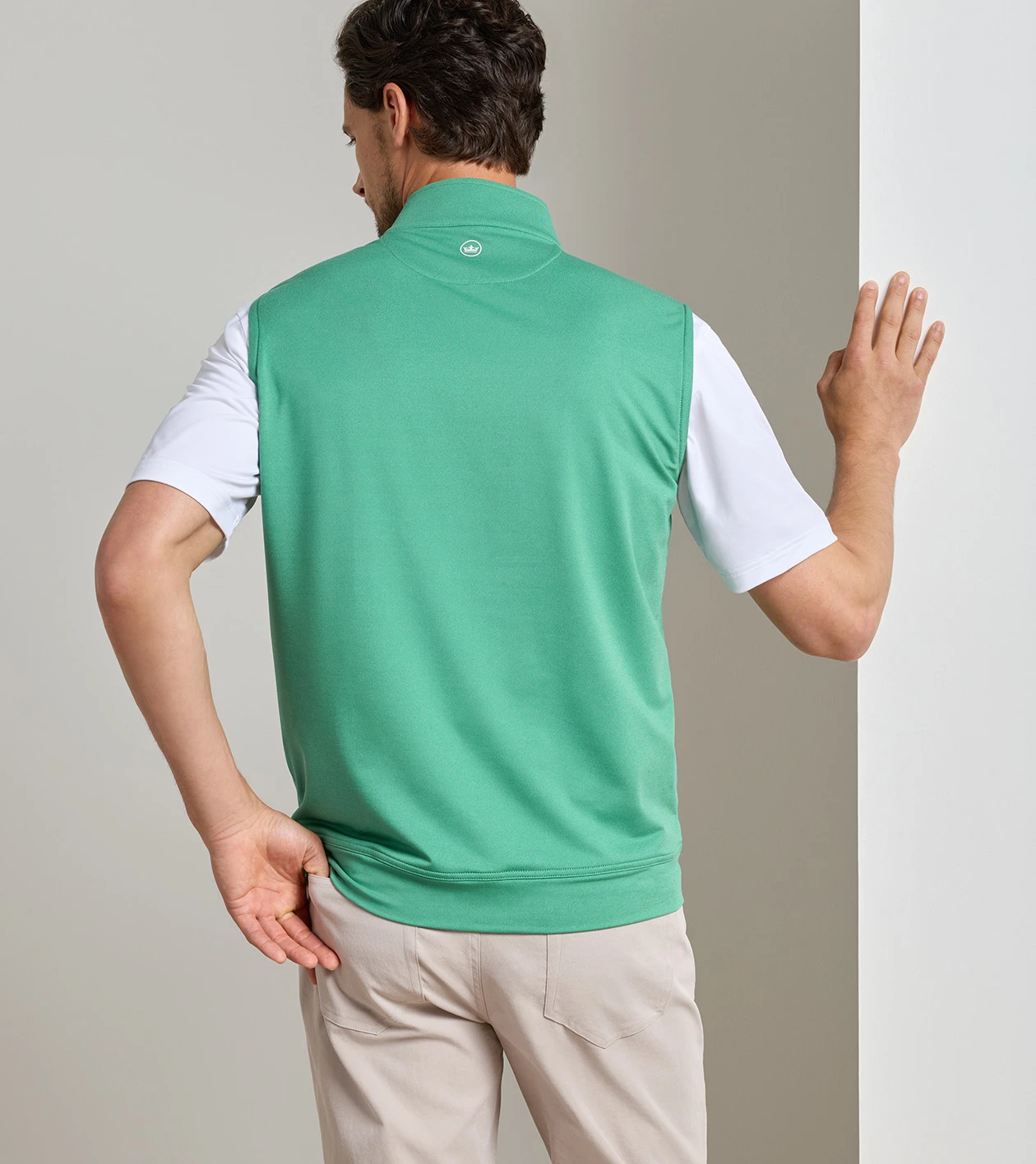 Galway M&eacute;lange Performance Quarter-Zip Vest in SNOW PEA - Alternate Image 2