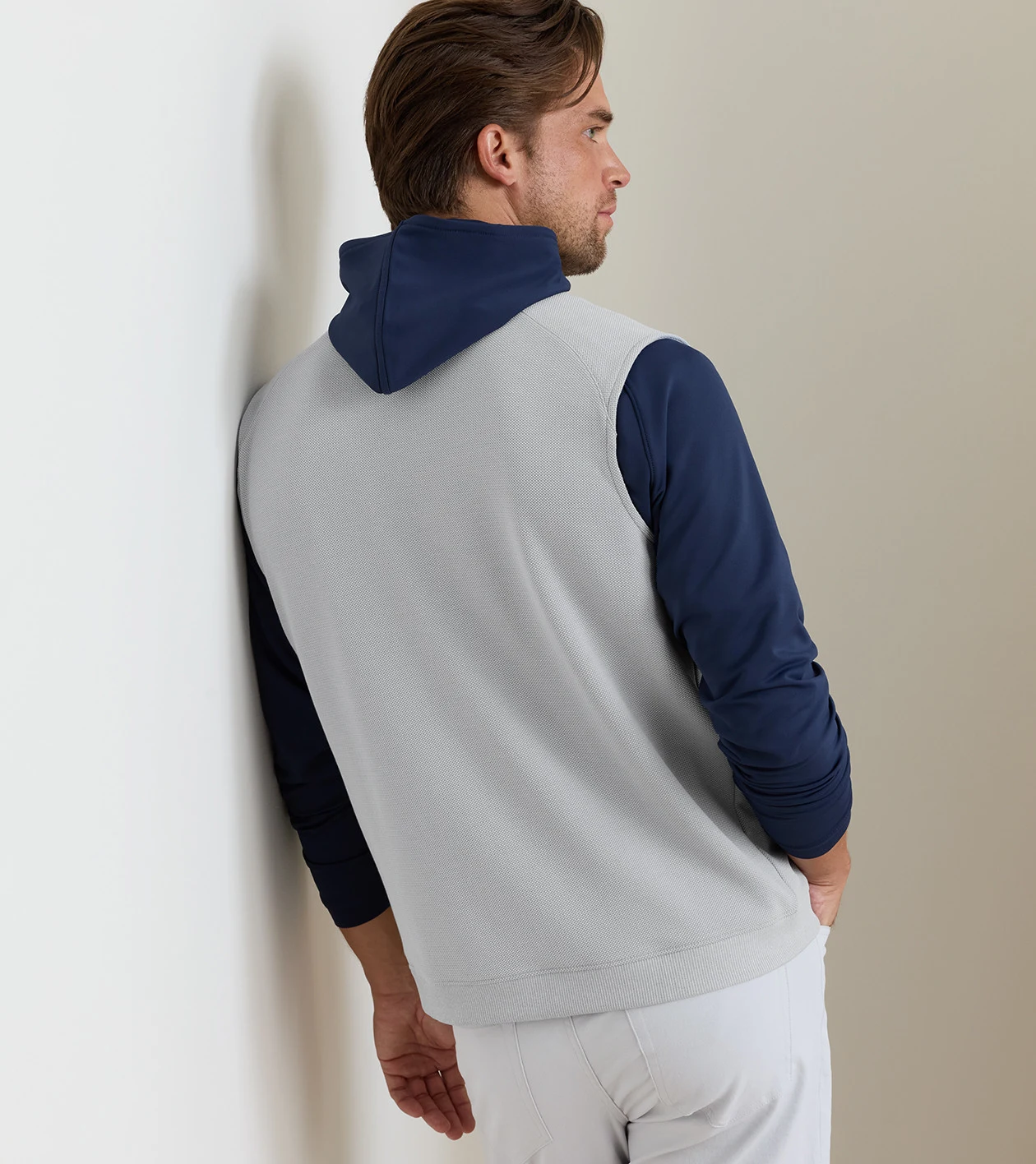 Cradle Piqu&eacute; Performance Full-Zip Vest in British Grey - Alternate Image 2