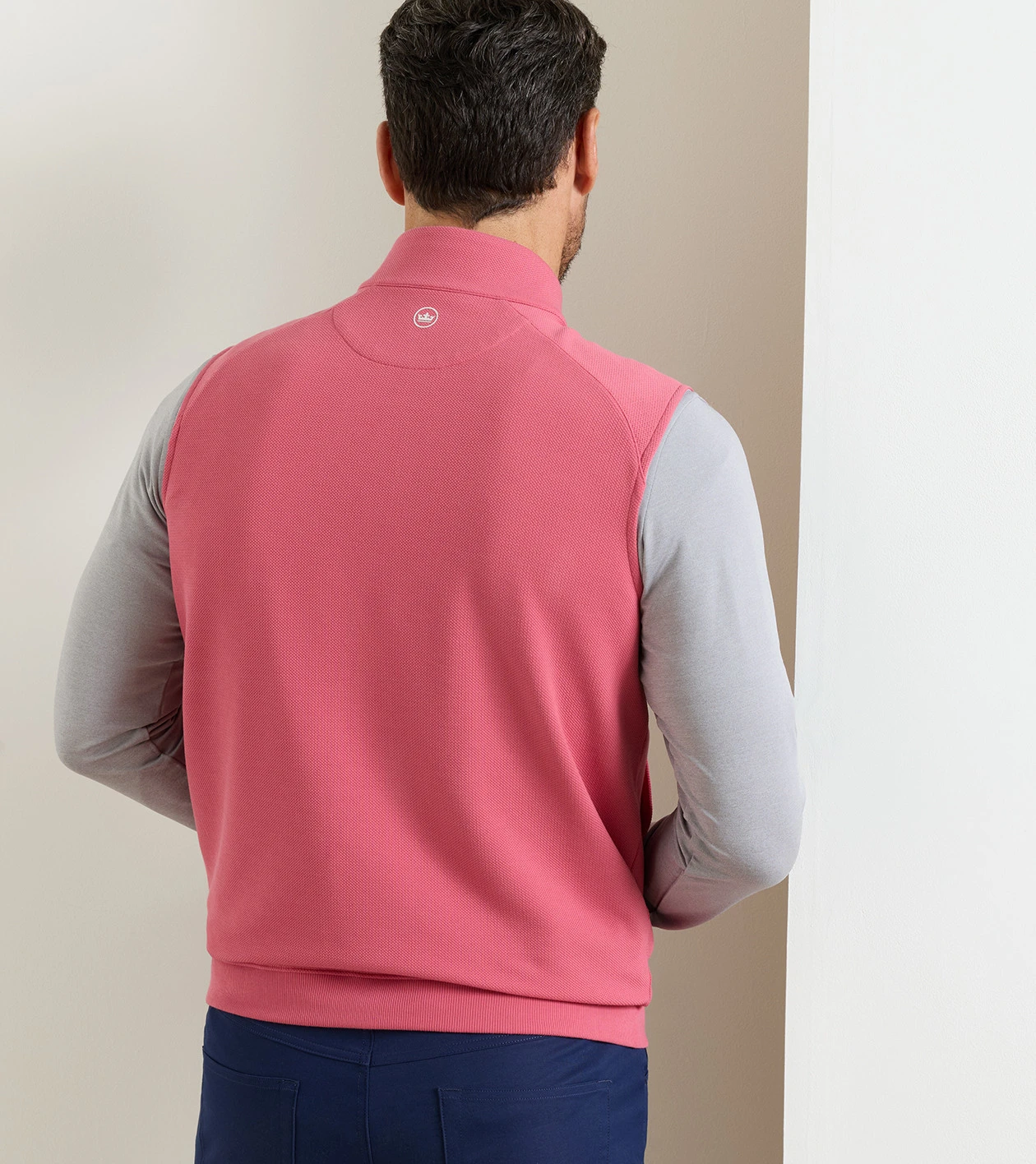 Cradle Piqu&eacute; Performance Full-Zip Vest in Chili Red - Alternate Image 2