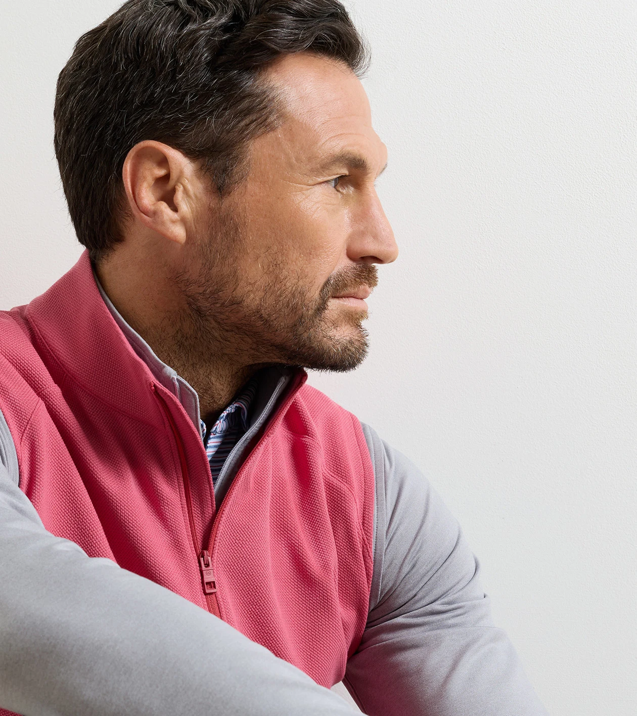 Cradle Piqu&eacute; Performance Full-Zip Vest in Chili Red - Alternate Image 5