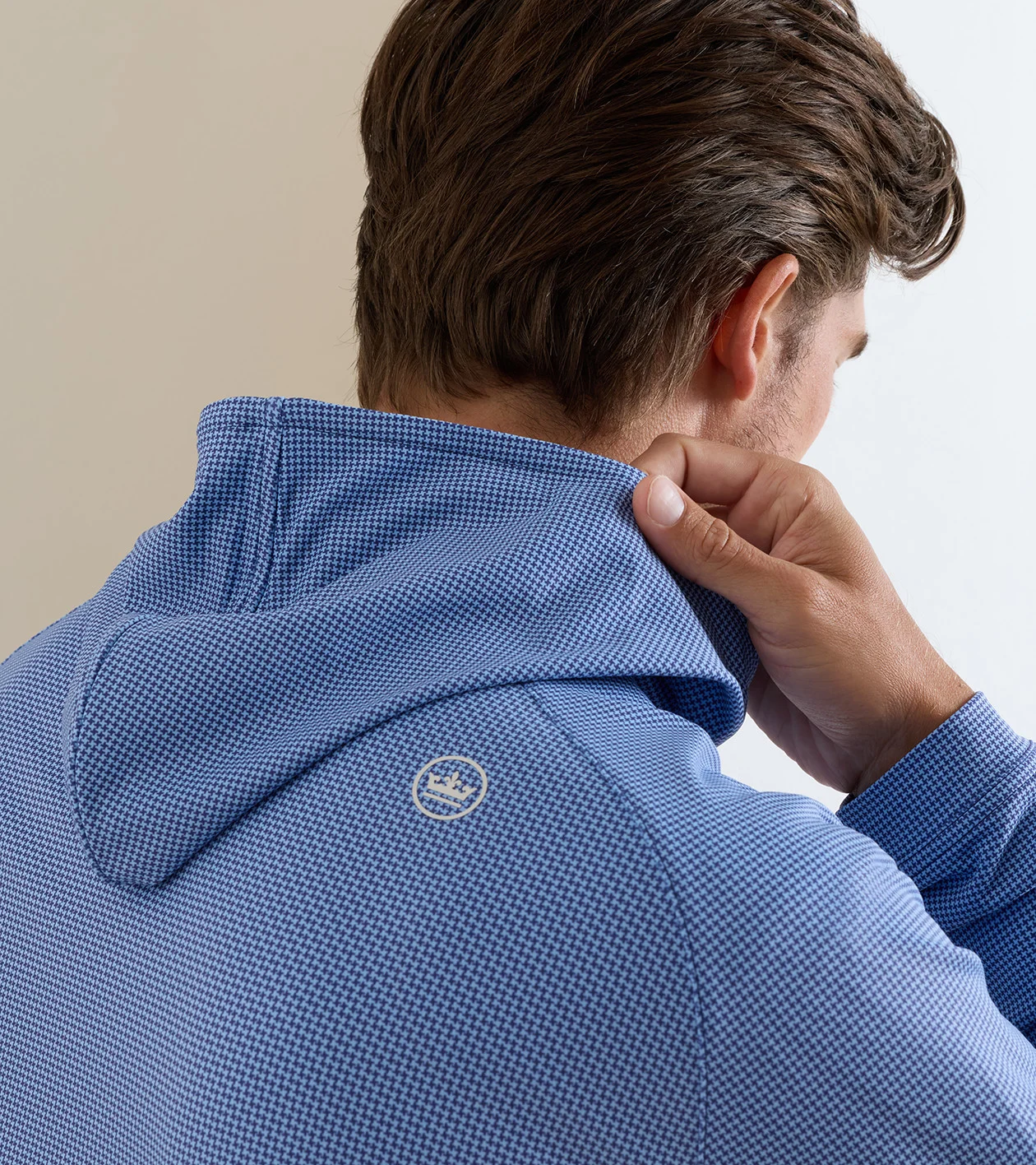 Pine Houndstooth Performance Hoodie in Sport Navy - Alternate Image 3