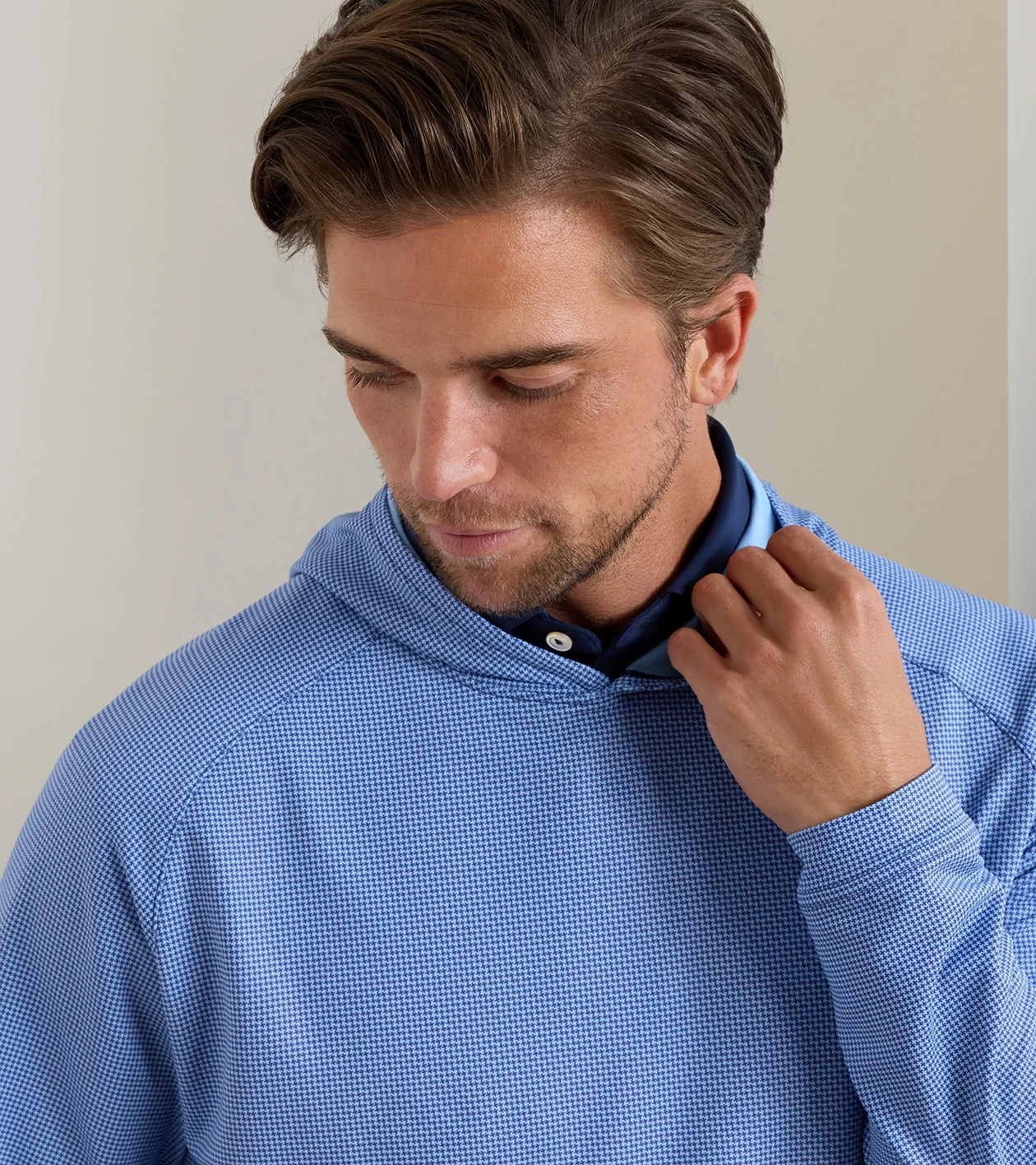 Pine Houndstooth Performance Hoodie in Sport Navy - Alternate Image 4