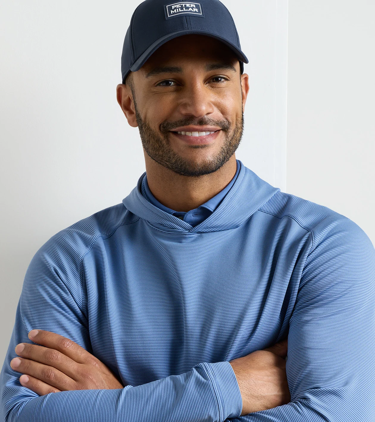 Pine Sugar Stripe Performance Hoodie in Windsor Blue - Alternate Image 4