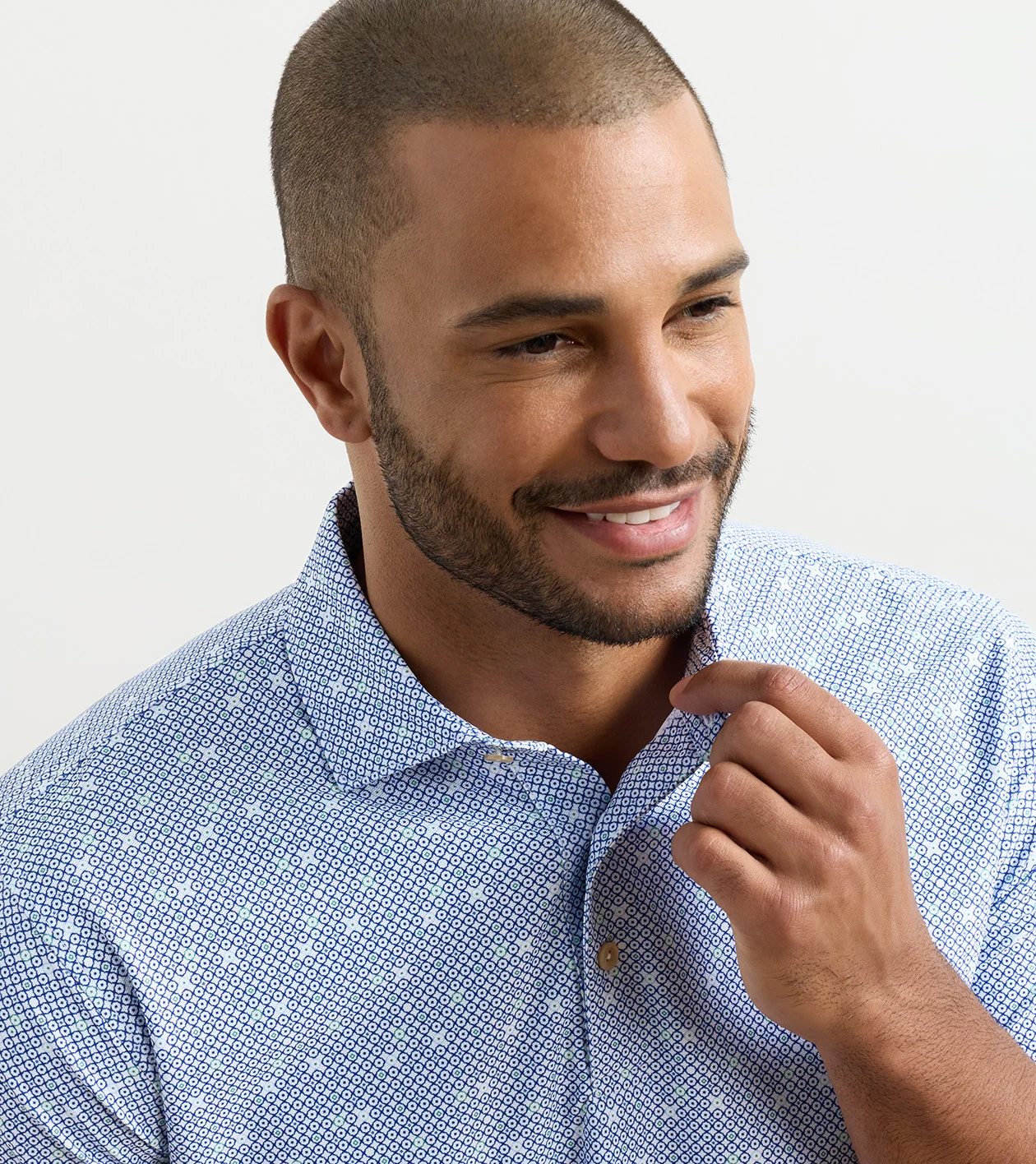 Santiago Performance Mesh Polo in WHITE/SPORT NAVY - Alternate Image 4