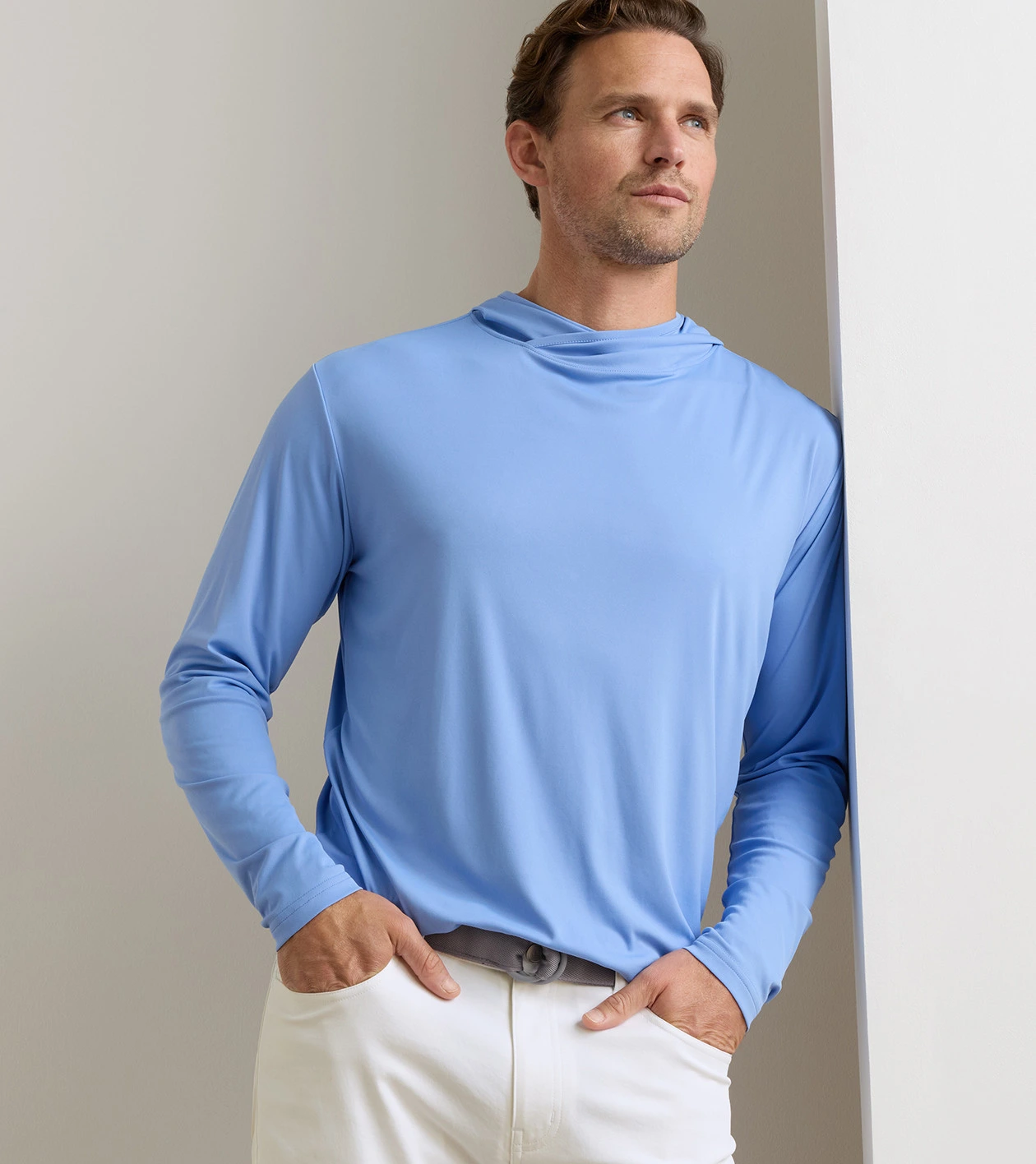 Featherweight Performance Sun Shirt Hoodie in BLUEBIRD - Alternate Image 1