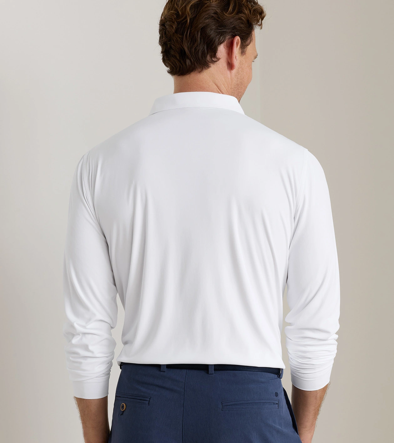 Featherweight Long-Sleeve Performance Polo in White - Alternate Image 2