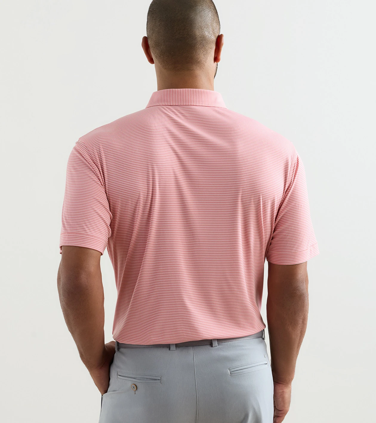 Featherweight Stripe Performance Polo in VENETIAN PINK - Alternate Image 2