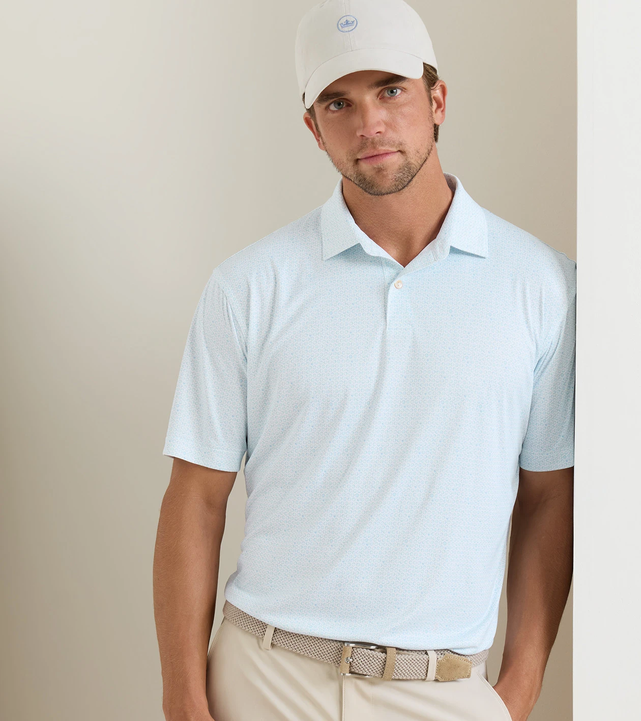 Featherweight Hoops Performance Polo in White - Alternate Image 1