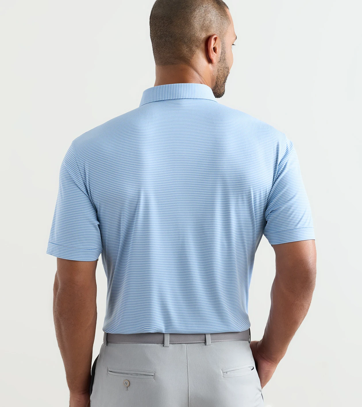 Featherweight Market Stripe Performance Polo in BLUEBIRD - Alternate Image 2