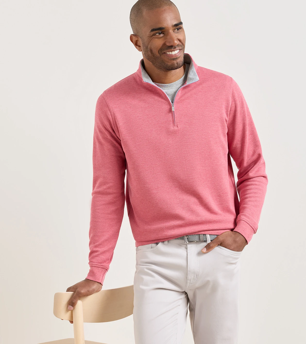 Crown Comfort Quarter-Zip Pullover in Chili Red - Alternate Image 1