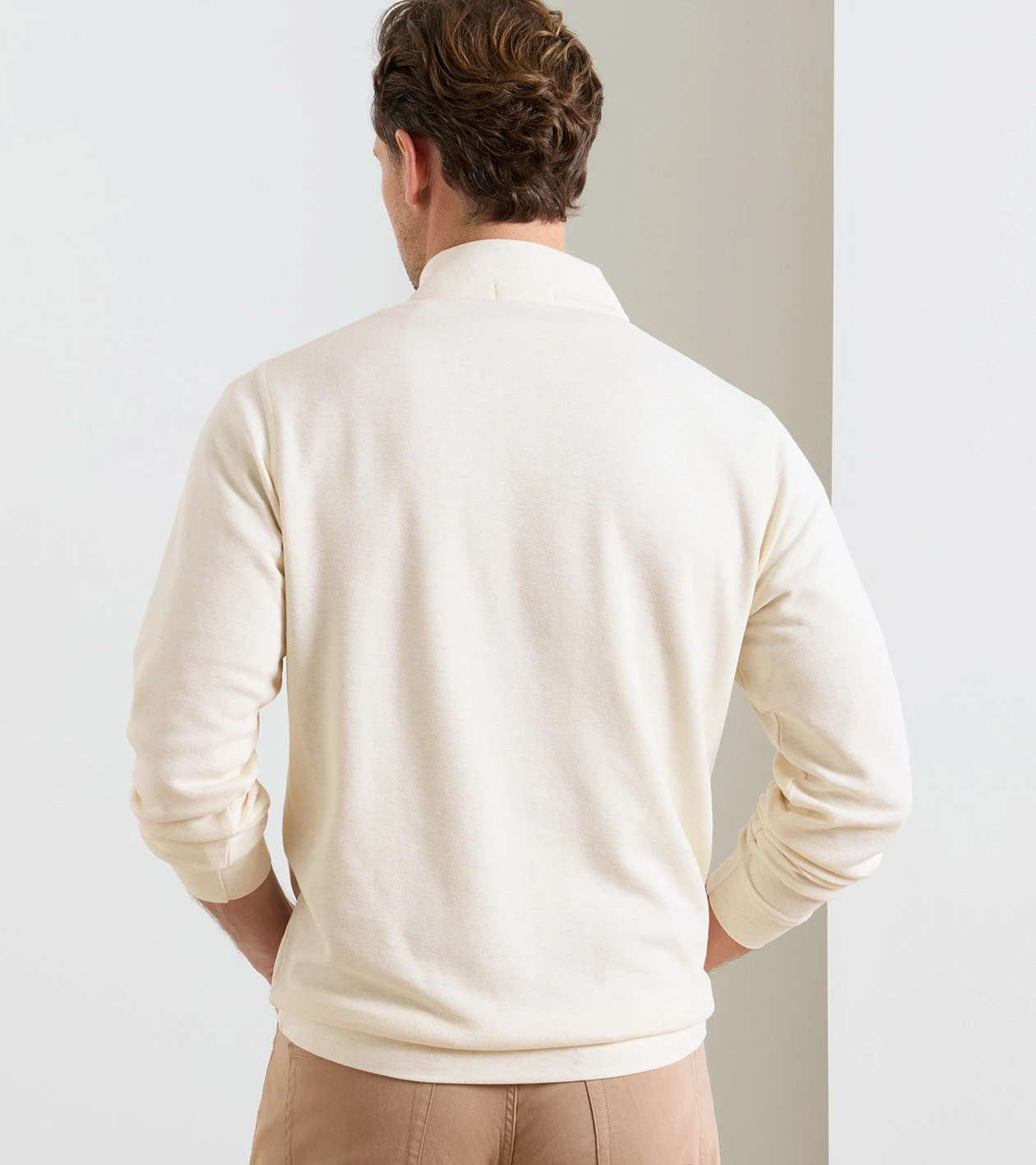 Crown Comfort Quarter-Zip Pullover in Ivory - Alternate Image 2