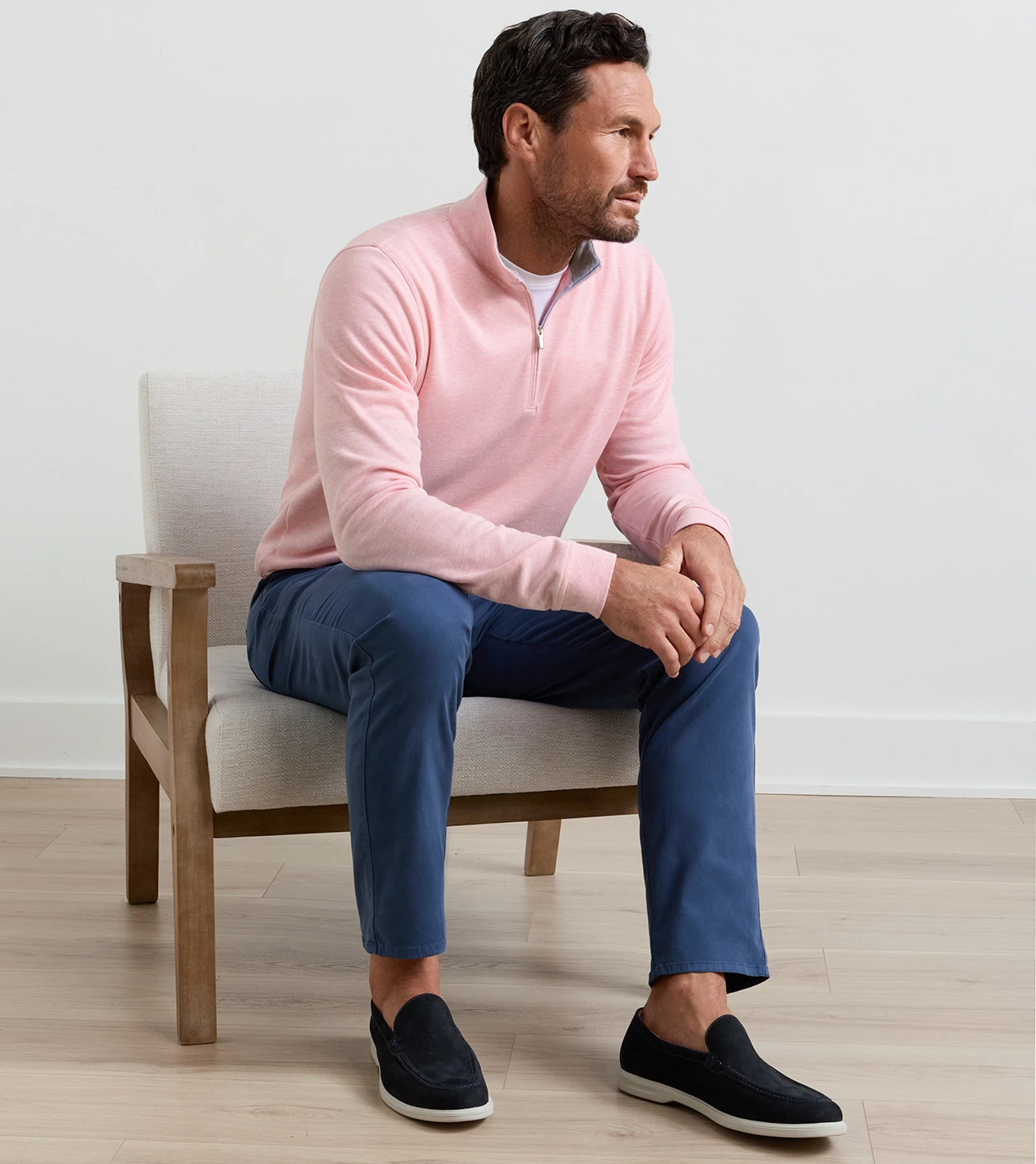 Crown Comfort Quarter-Zip Pullover in TEABERRY PINK - Alternate Image 1