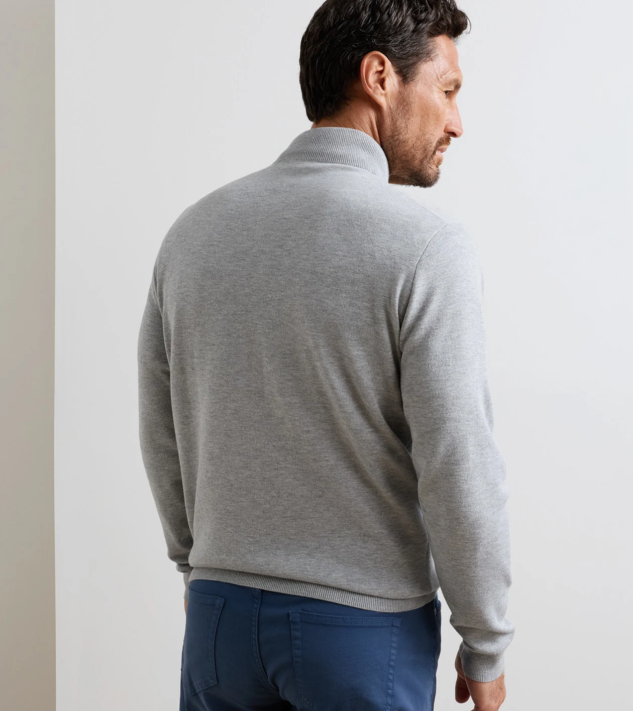 Coolspun Lite Cotton Quarter-Zip Sweater in British Grey - Alternate Image 2