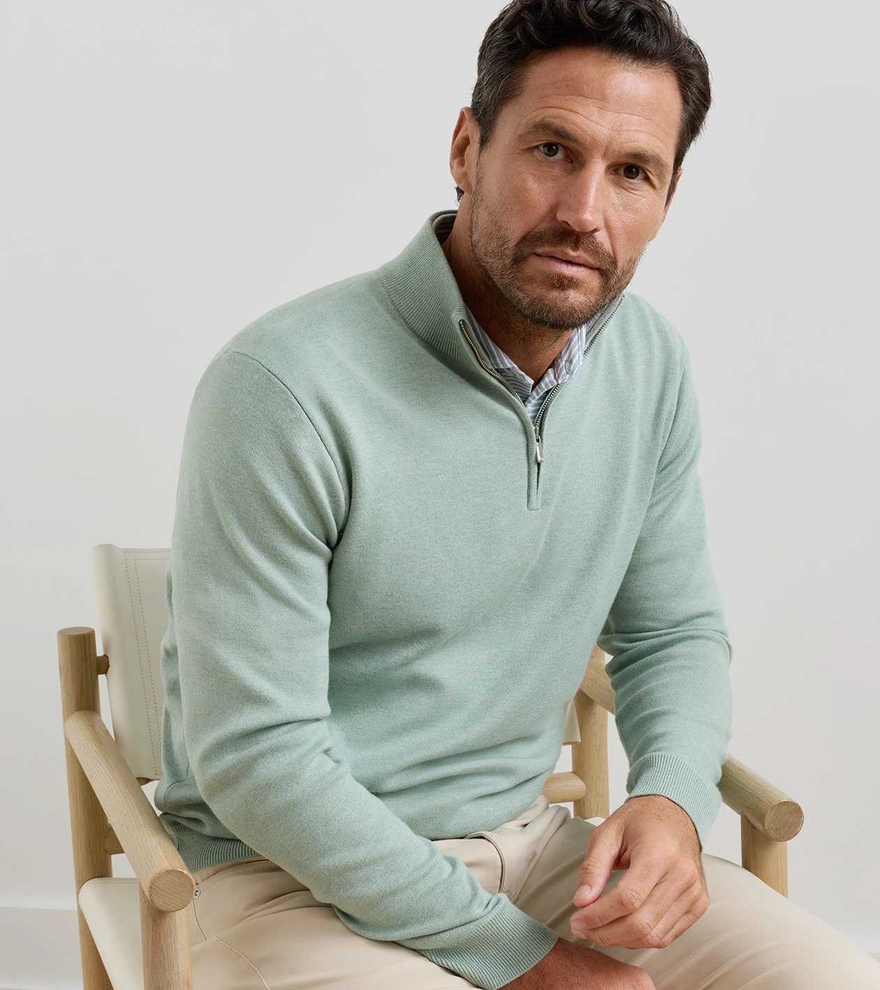 Coolspun Lite Cotton Quarter-Zip Sweater in GRANDVIEW - Alternate Image 1