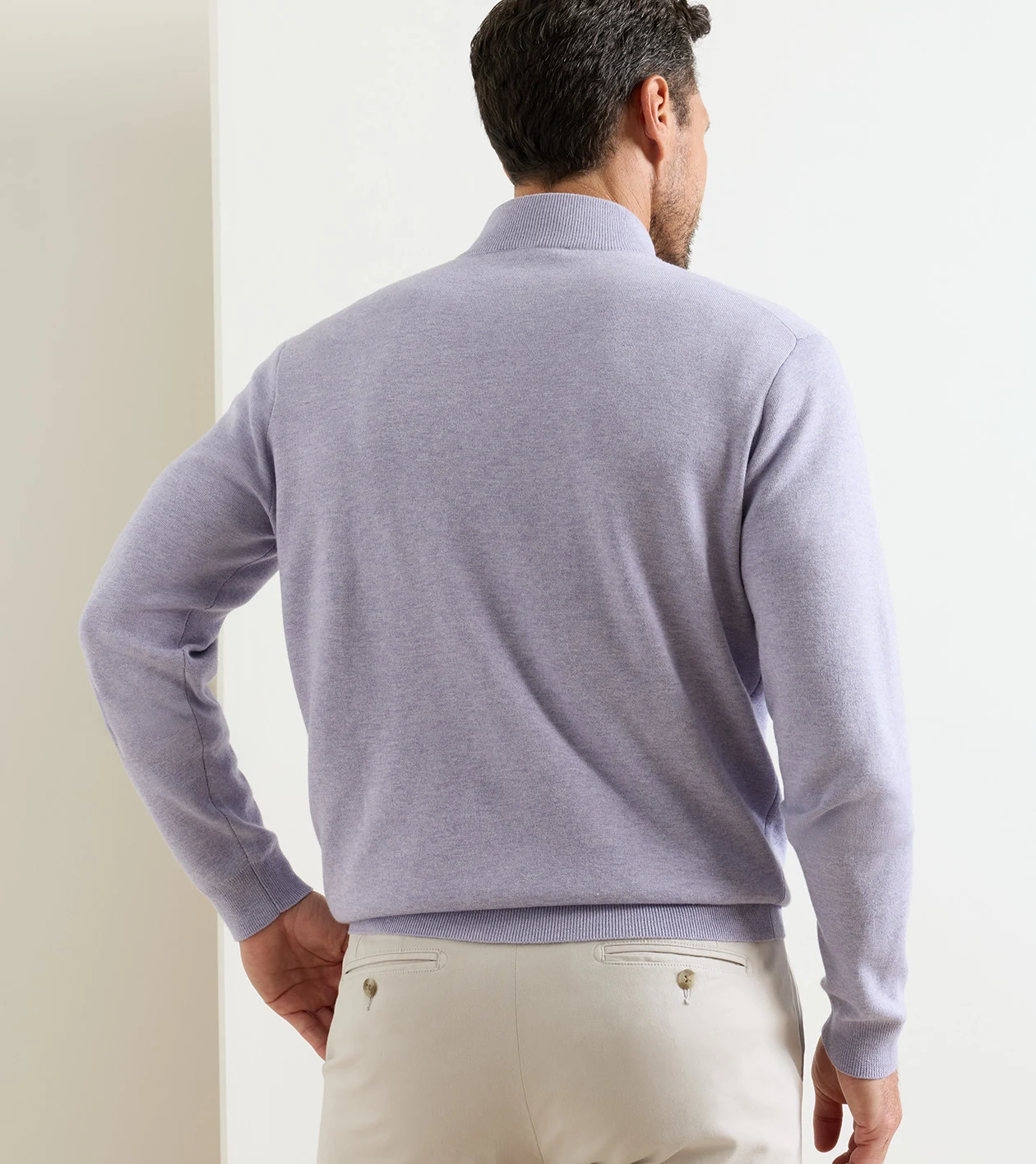 Coolspun Lite Cotton Quarter-Zip Sweater in LIGHT VIOLET - Alternate Image 2