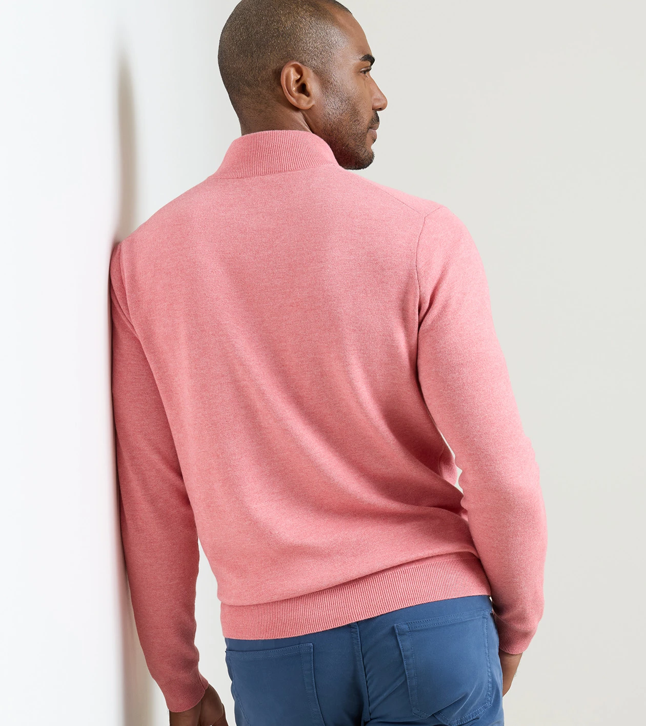 Coolspun Lite Cotton Quarter-Zip Sweater in VENETIAN PINK - Alternate Image 2