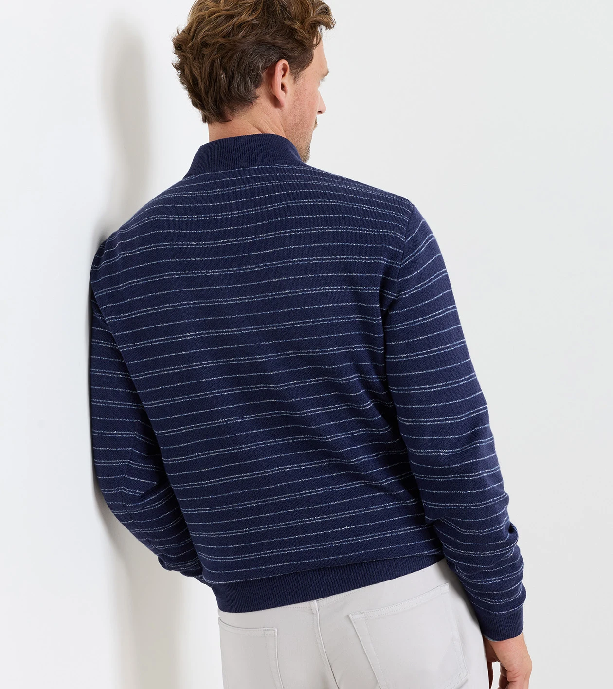 Saratoga Striped Quarter-Zip Sweater in Navy - Alternate Image 2