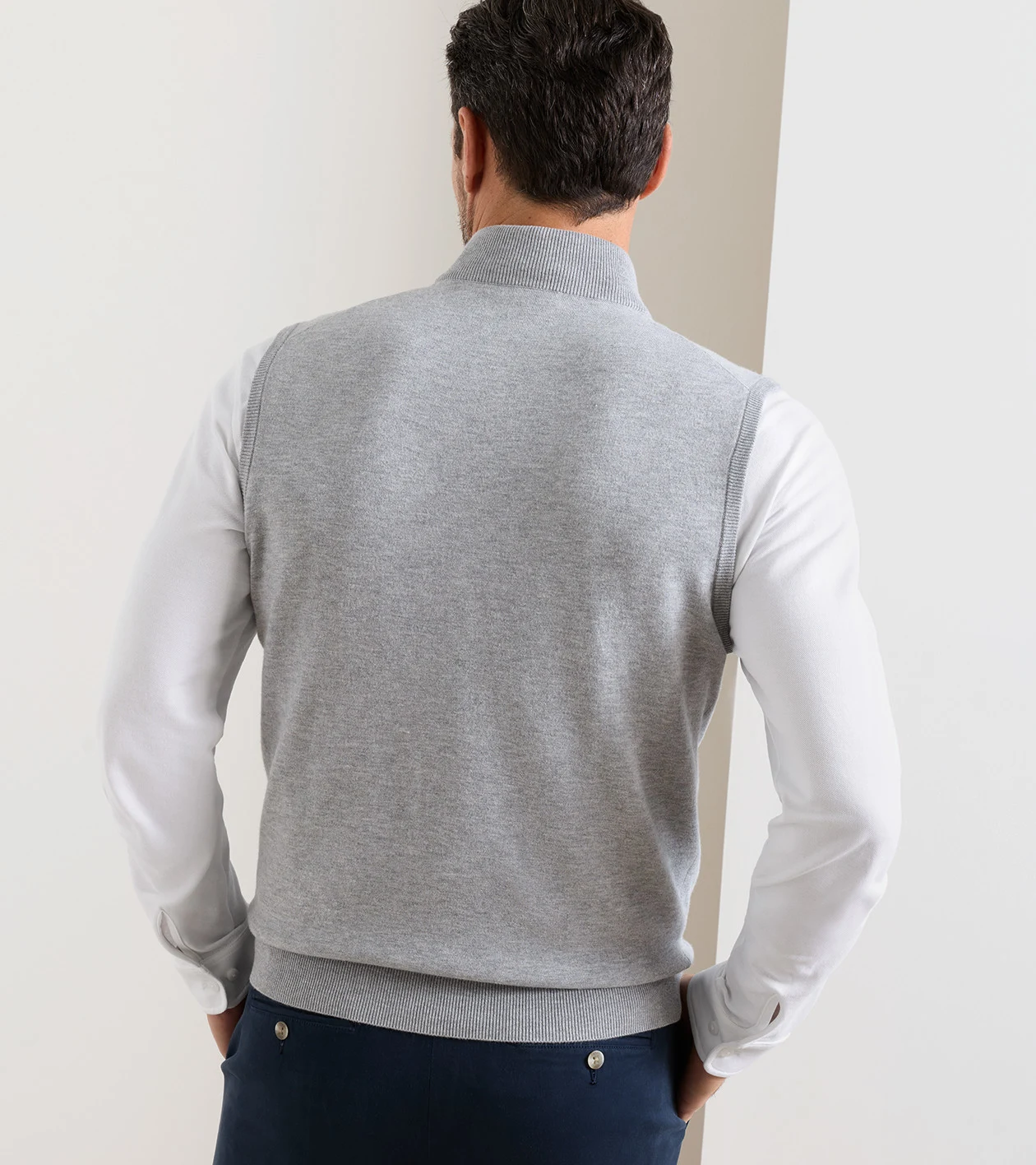 Coolspun Lite Full-Zip Sweater Vest in British Grey - Alternate Image 2