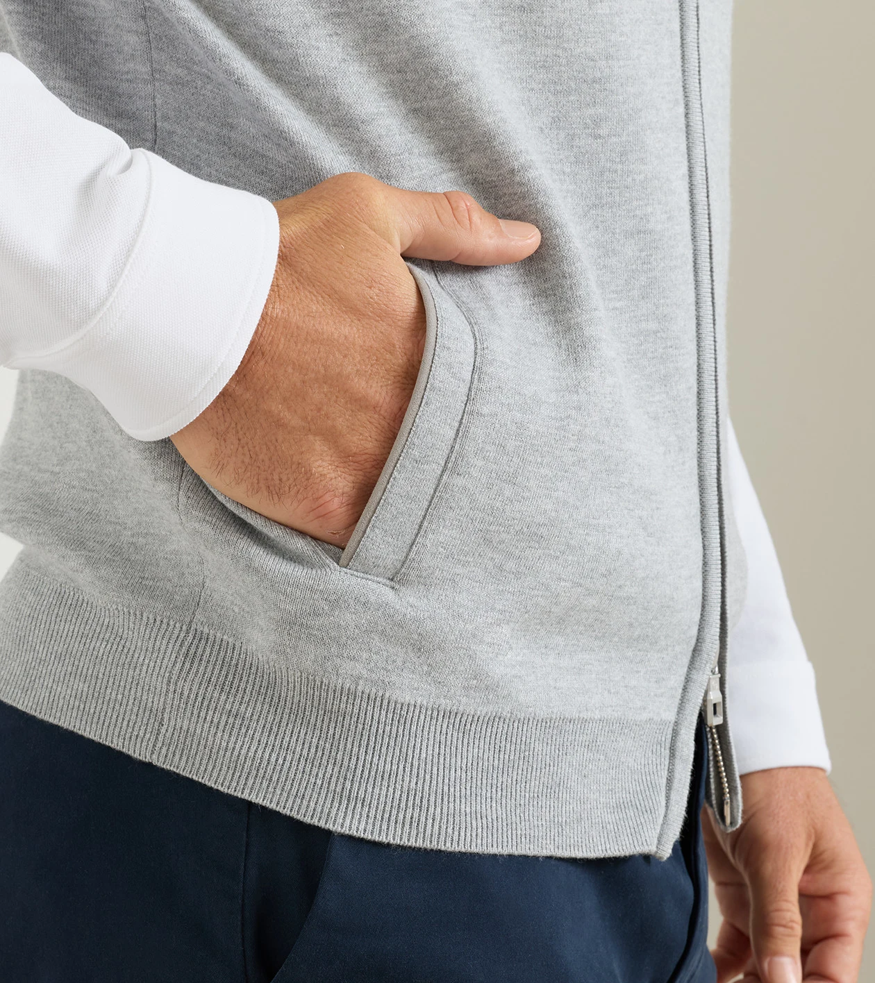 Coolspun Lite Full-Zip Sweater Vest in British Grey - Alternate Image 3