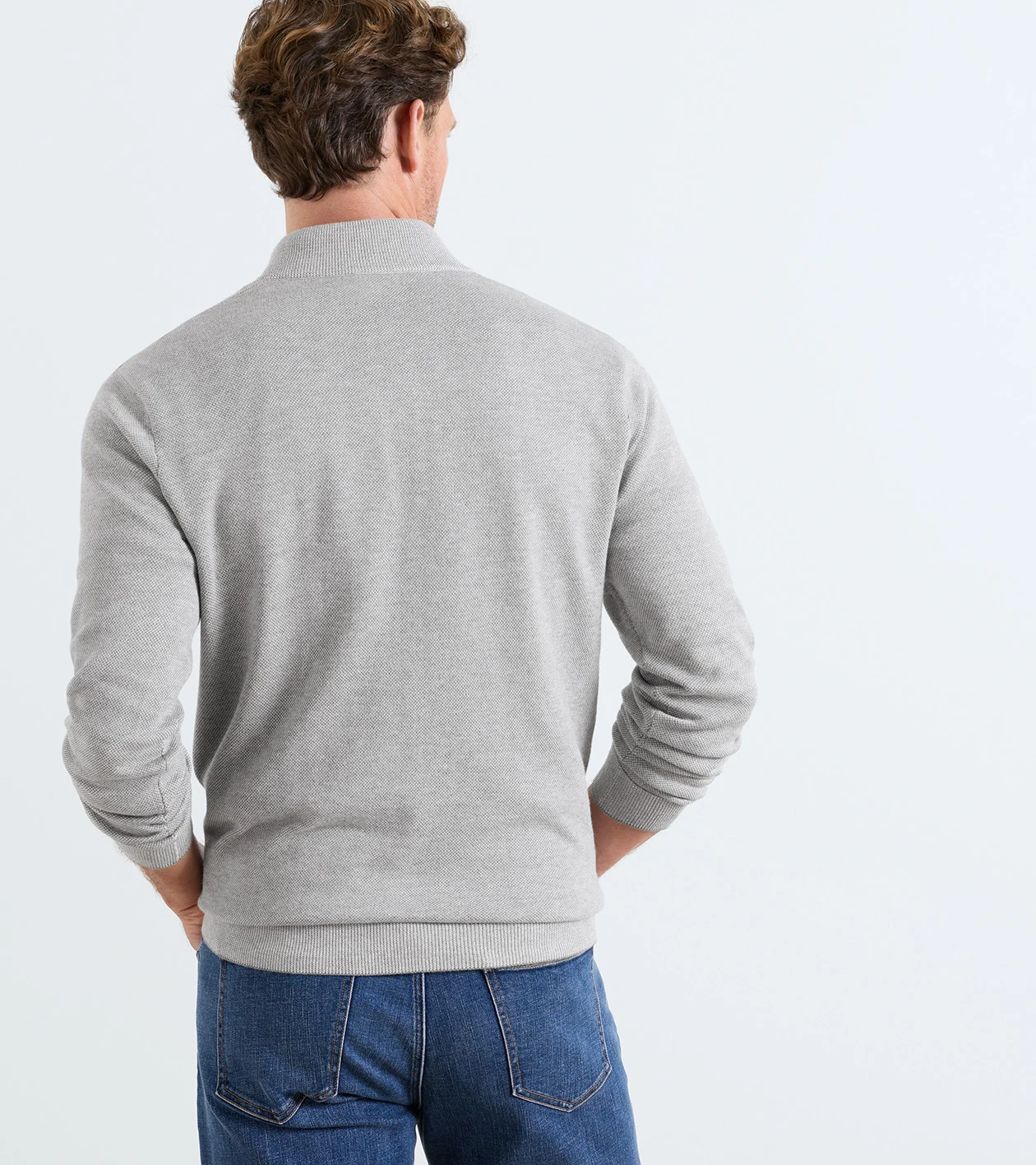 Coolspun Lite Birdseye Quarter Zip Sweater in Gale Grey - Alternate Image 2