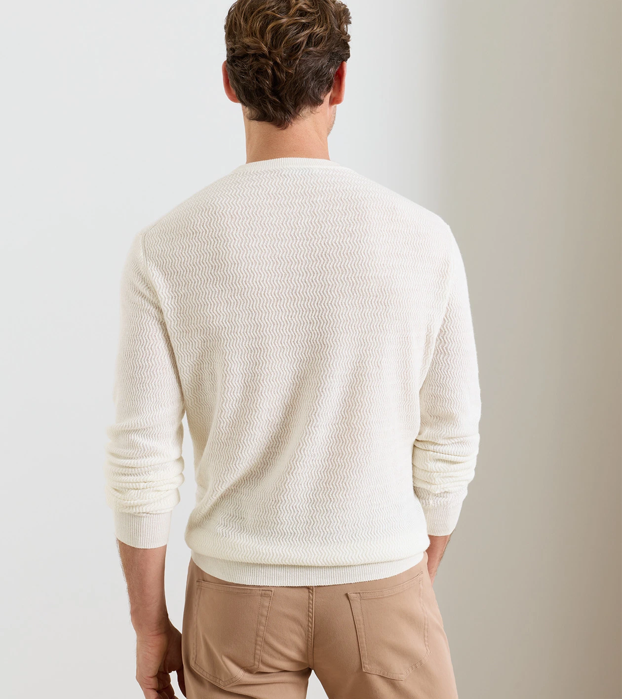 Crosswinds Textured Crewneck Sweater in Ivory - Alternate Image 2