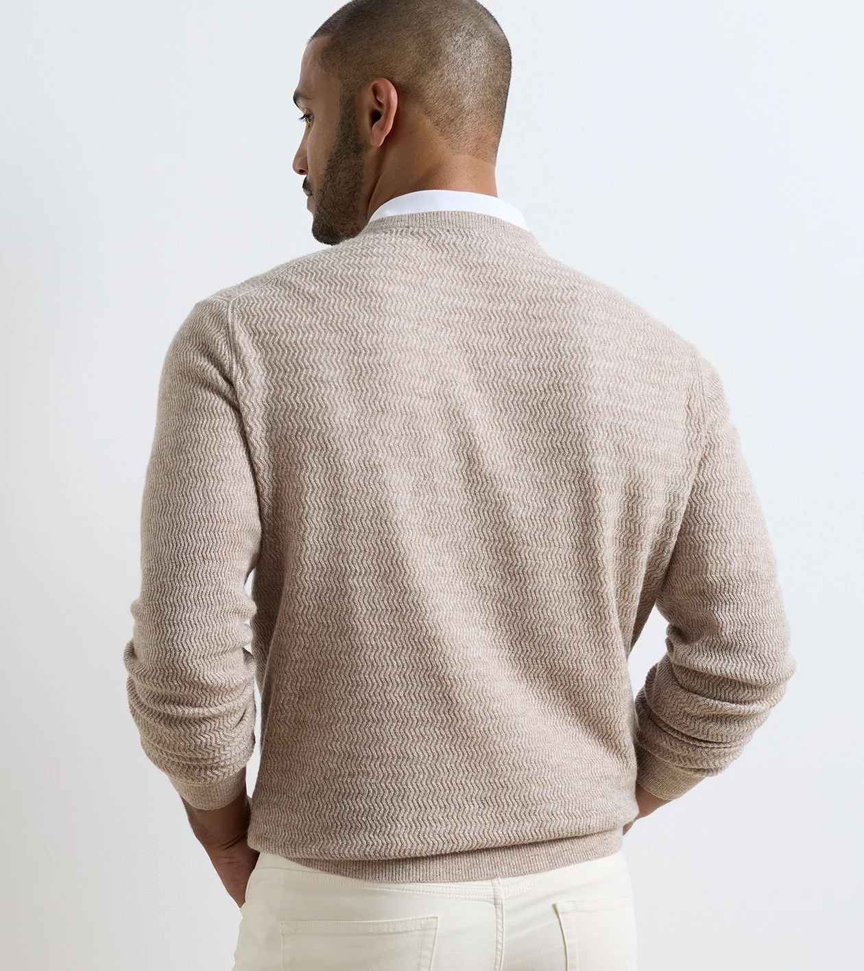 Crosswinds Textured Crewneck Sweater in POPLAR BROWN - Alternate Image 2