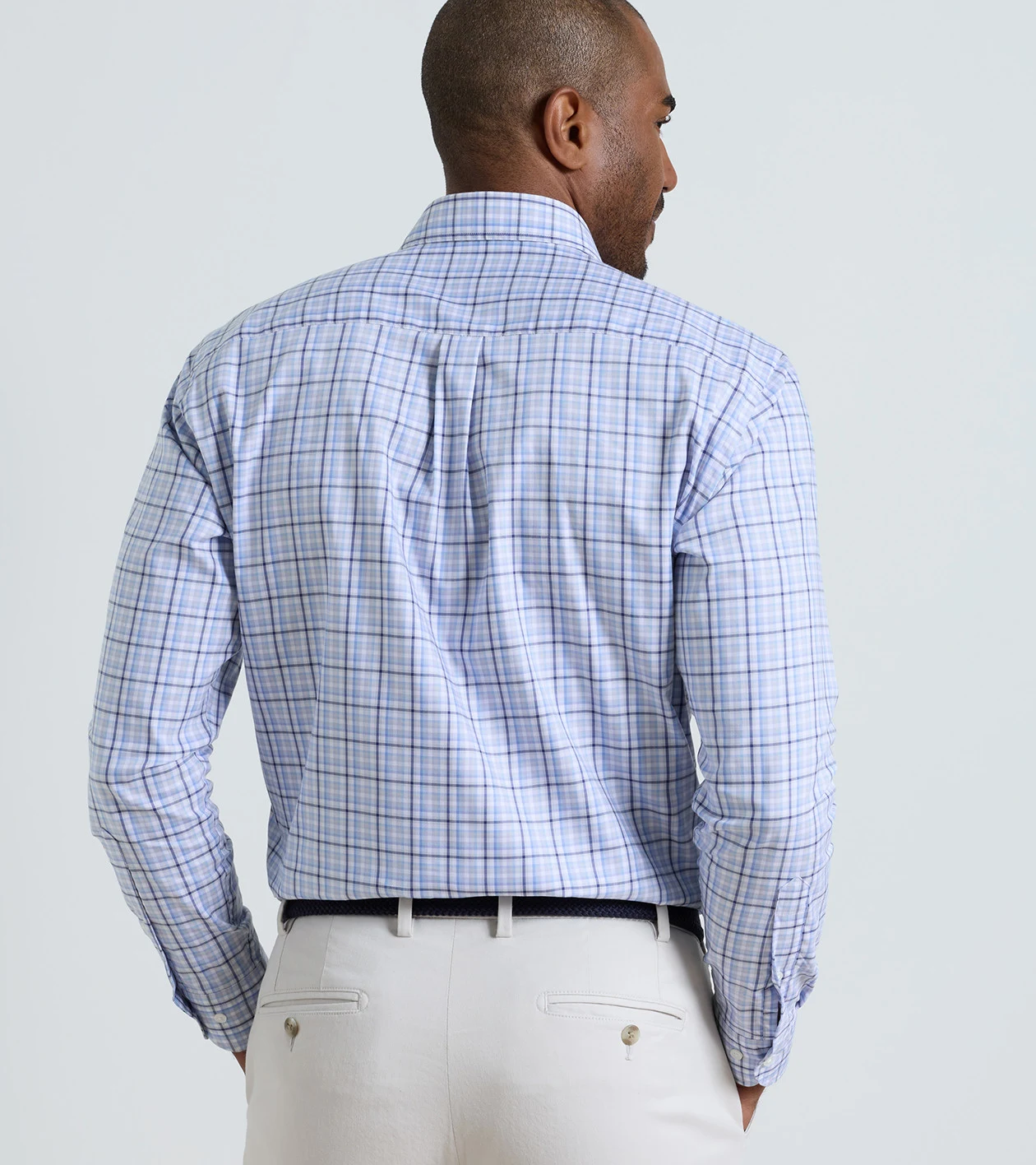 Simon Crown Lite Cotton-Stretch Sport Shirt in Cottage Blue - Alternate Image 2