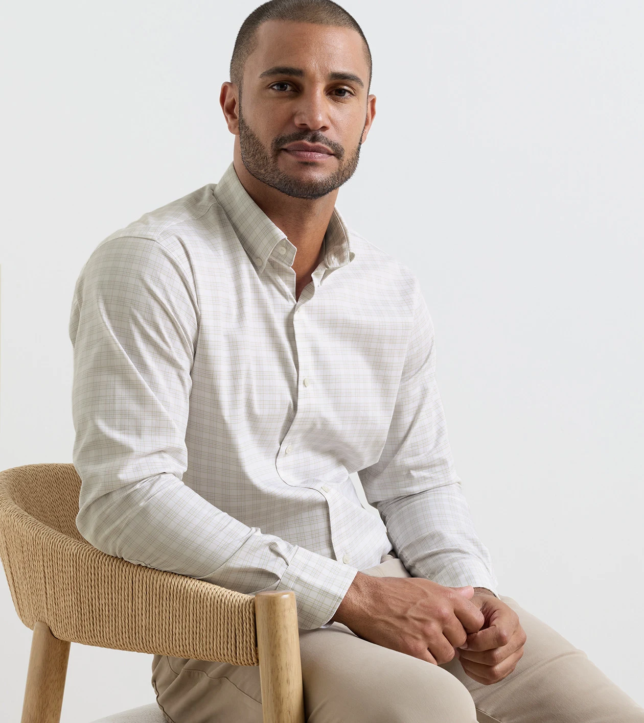 Douglas Crown Lite Cotton-Stretch Sport Shirt in TRUFFLE - Alternate Image 1
