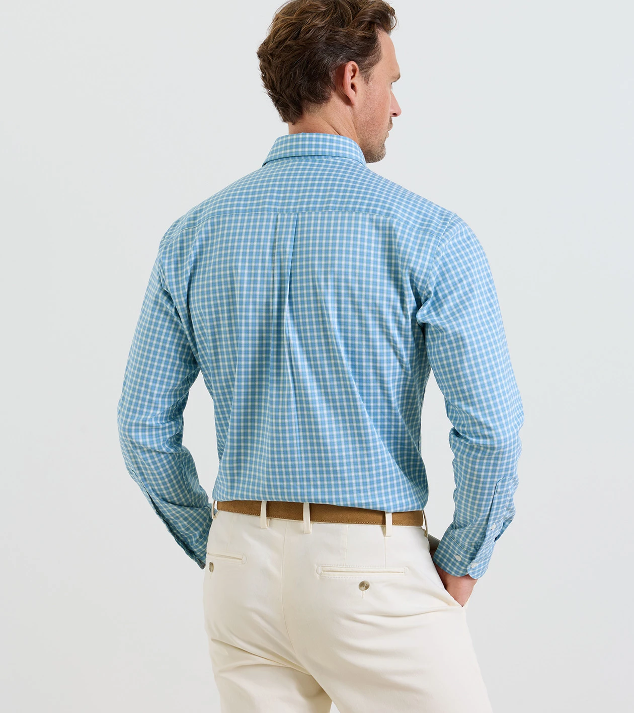 Felix Crown Lite Cotton-Stretch Sport Shirt in BLUEBIRD - Alternate Image 2