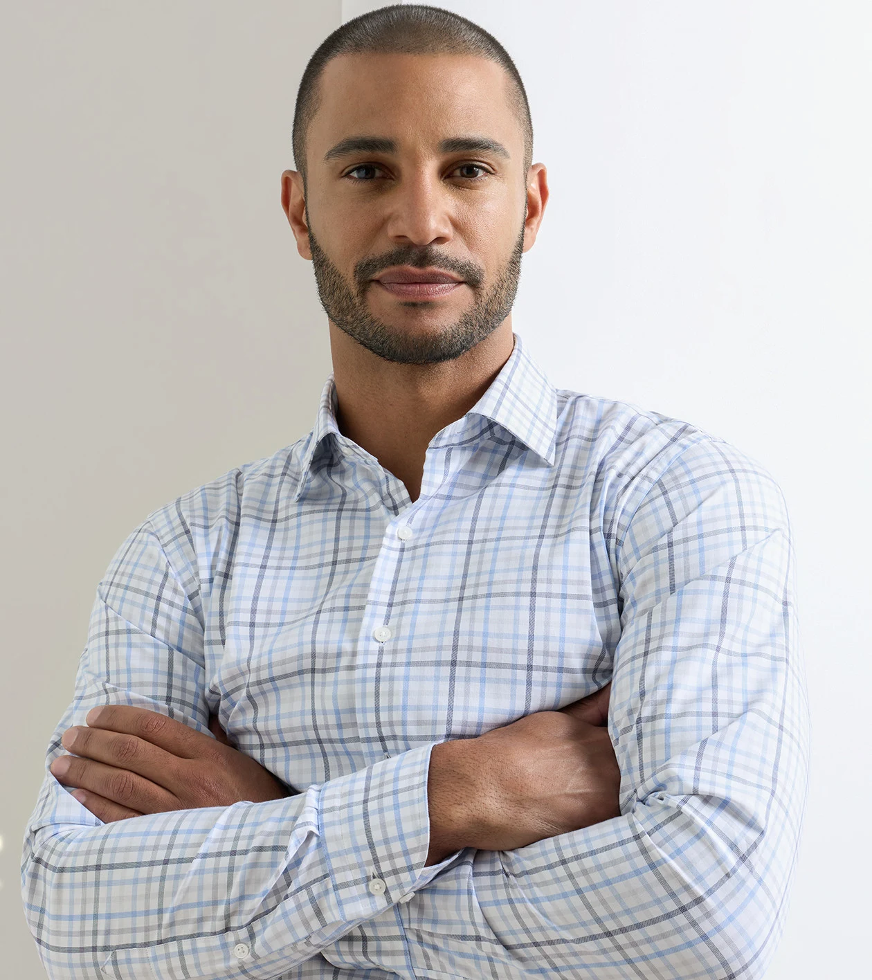 Warren Crown Lite Cotton-Stretch Sport Shirt in CLOUDY BLUE - Alternate Image 3
