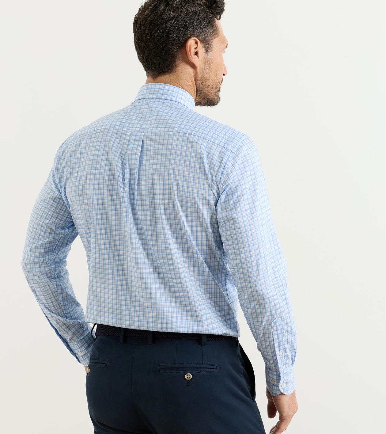 Calvin Crown Lite Cotton-Stretch Sport Shirt in Cottage Blue - Alternate Image 2