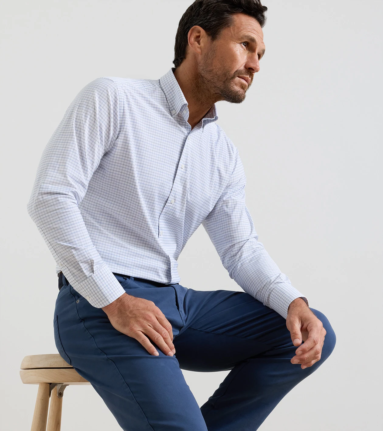 Rommel Performance Twill Sport Shirt in CLOUDY BLUE - Alternate Image 1