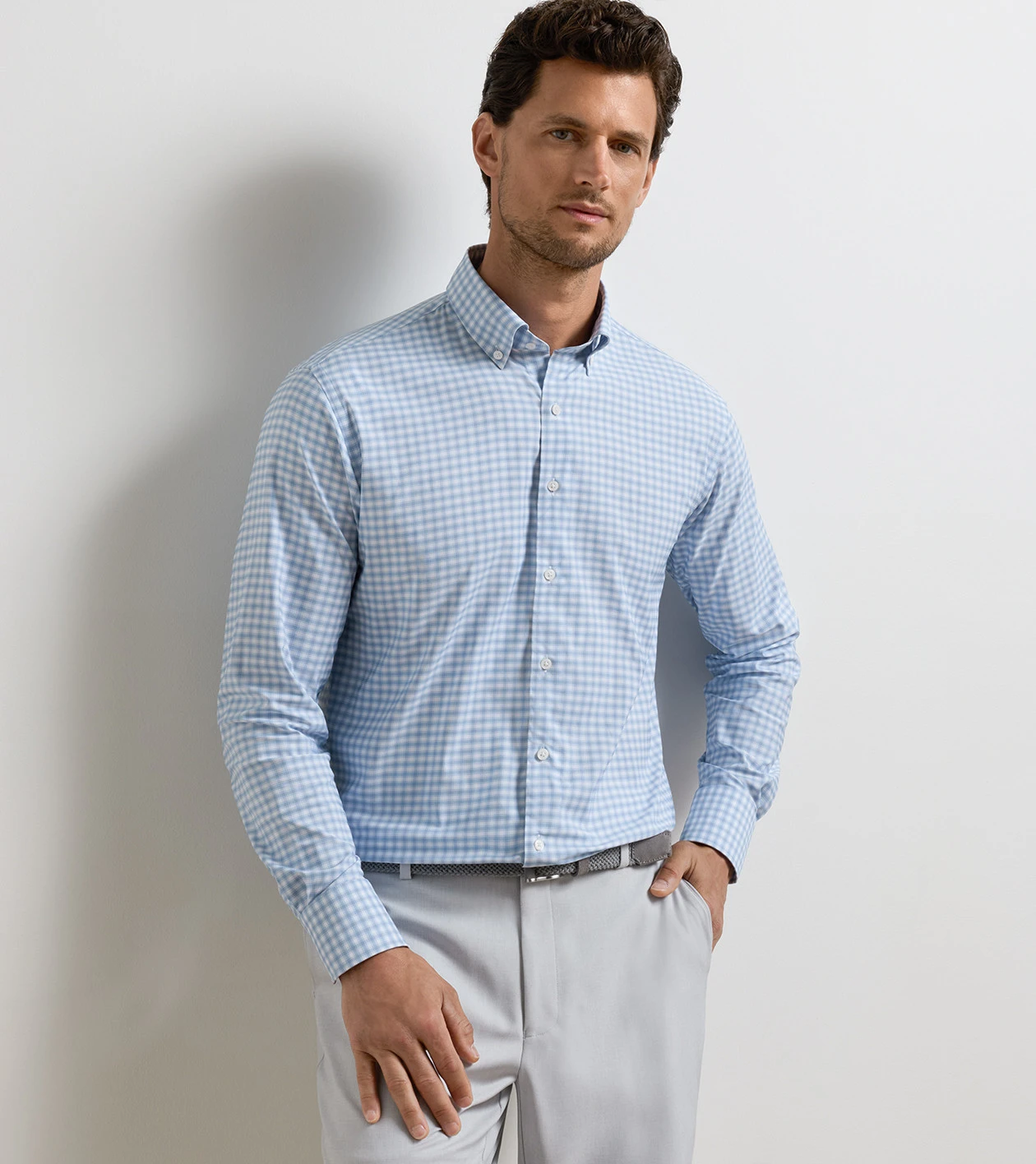 Lewis Performance Twill Sport Shirt in CLOUDY BLUE - Alternate Image 1