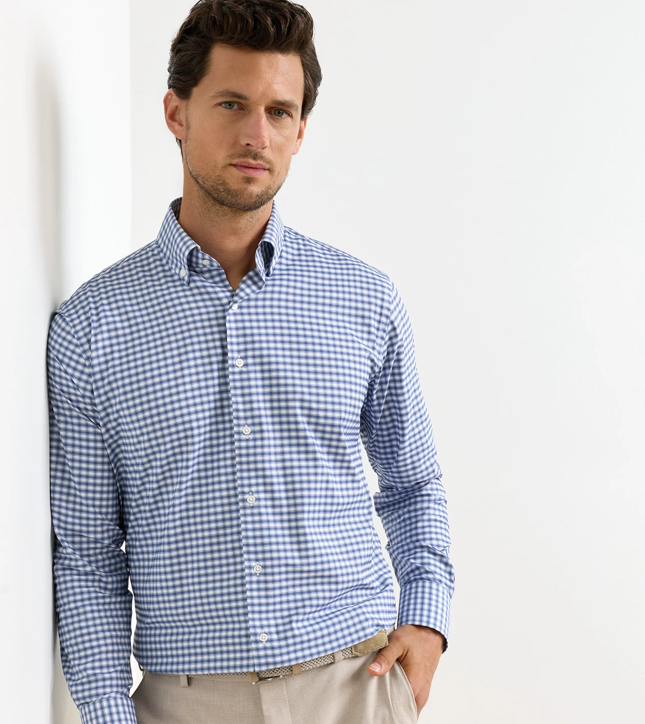 Lewis Performance Twill Sport Shirt in Windsor Blue - Alternate Image 1