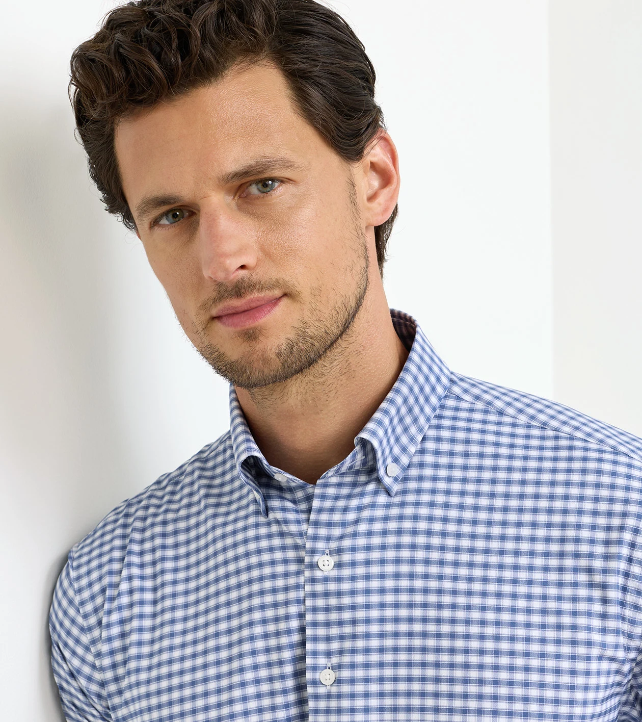 Lewis Performance Twill Sport Shirt in Windsor Blue - Alternate Image 3
