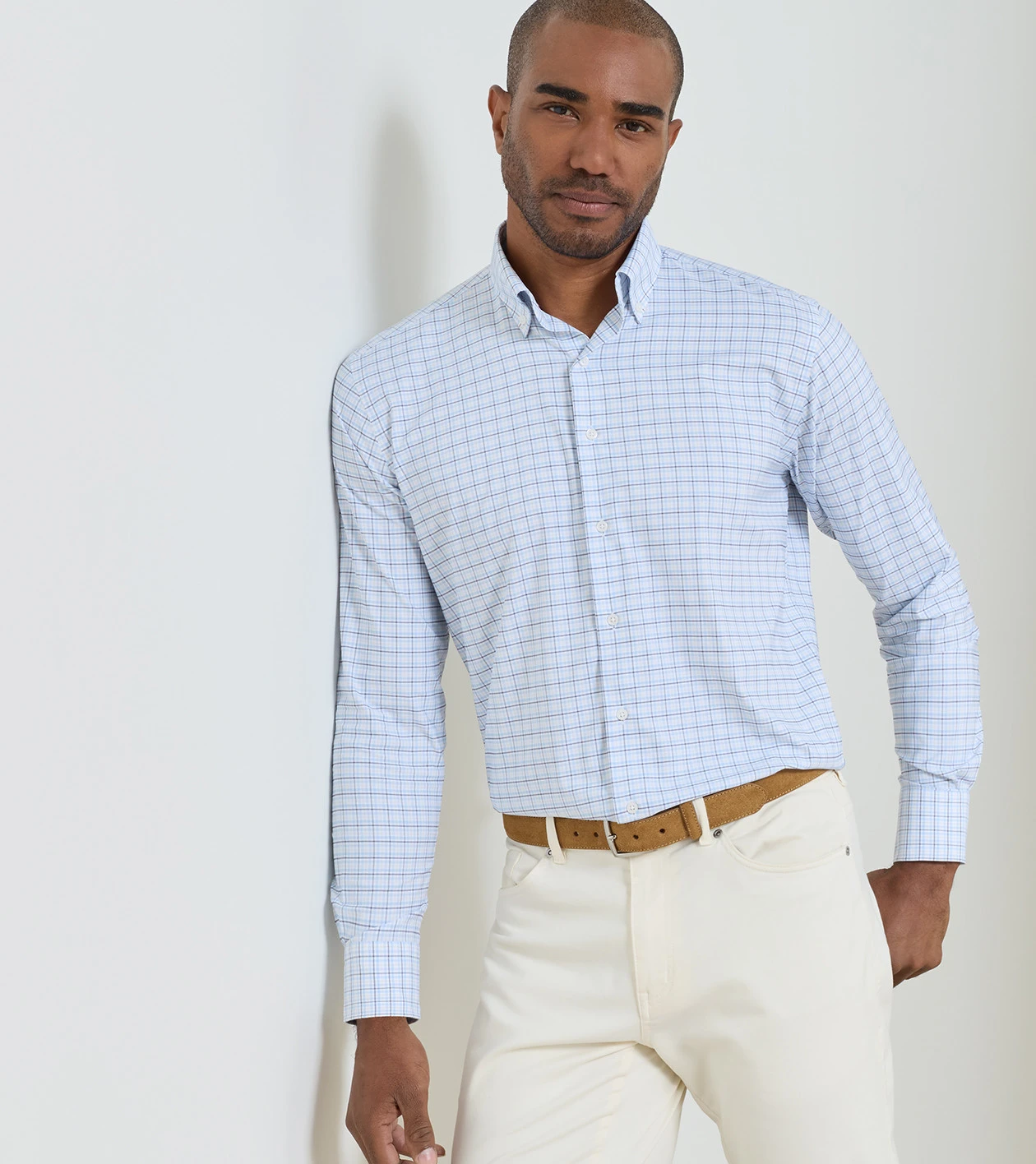 Casey Performance Twill Sport Shirt in Cottage Blue - Alternate Image 1