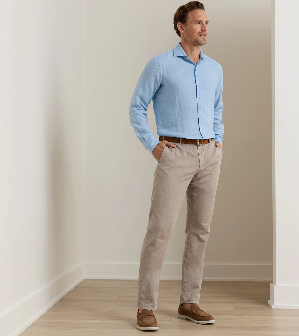 Somerset Flat Front Pant in Khaki - Alternate Image 1