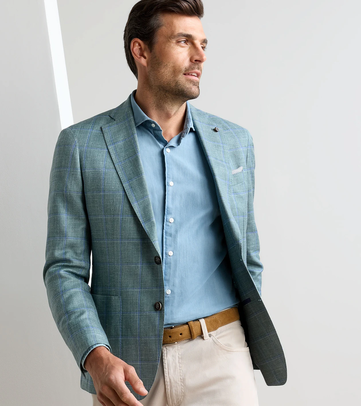 Salisbury Windowpane Soft Jacket in Willow - Alternate Image 4