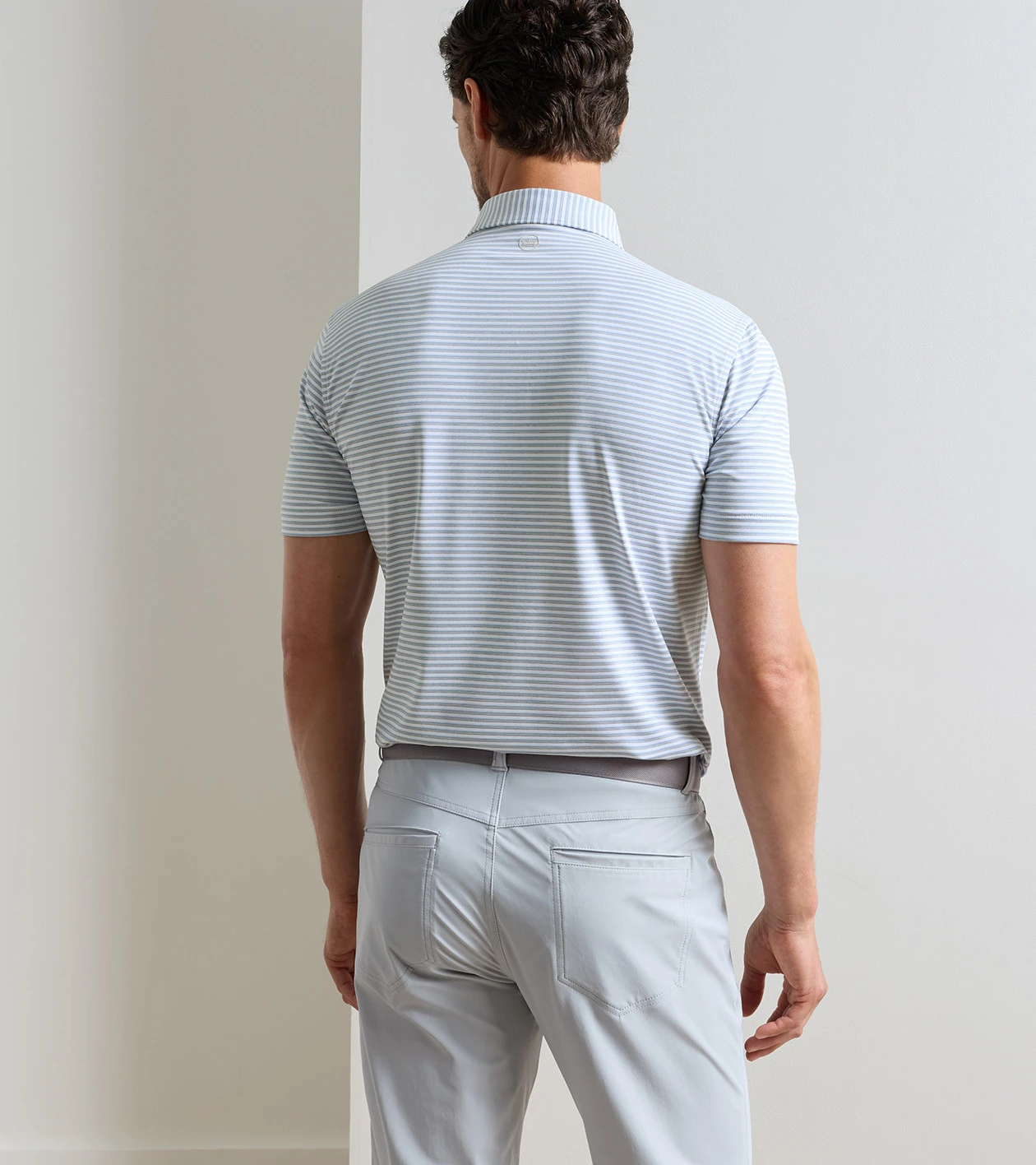 Echo Performance Jersey Polo in White/Gale Grey - Alternate Image 2