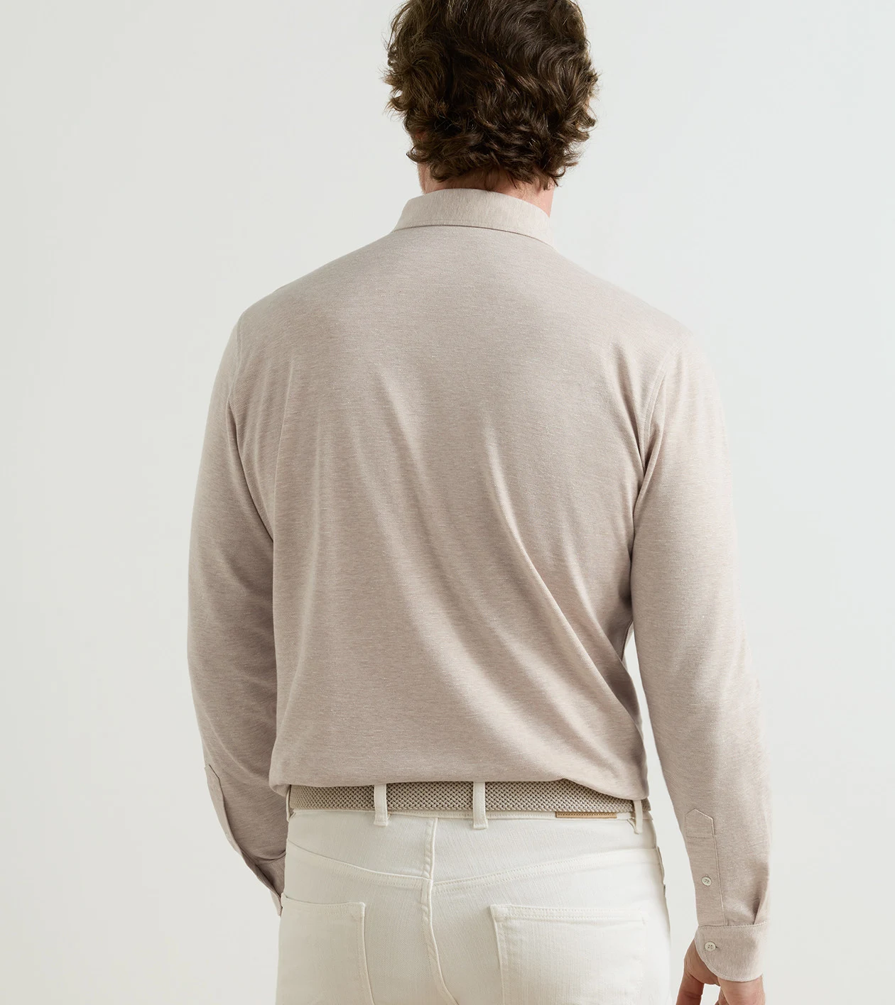 Landon Long-Sleeve Polo in TRUFFLE - Alternate Image 2