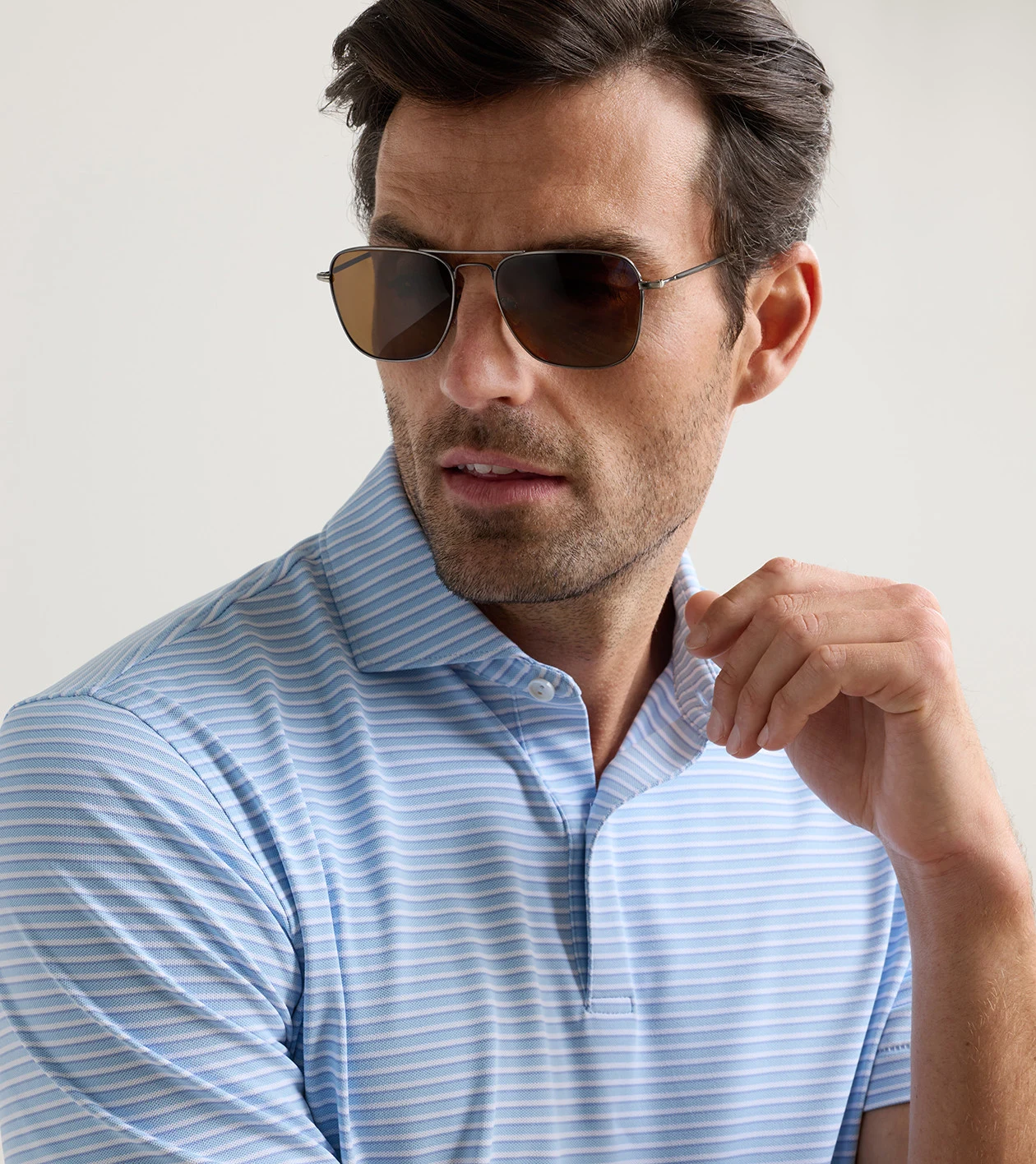 Tempo Performance Mesh Polo in Blue Frost - Alternate Image 4
