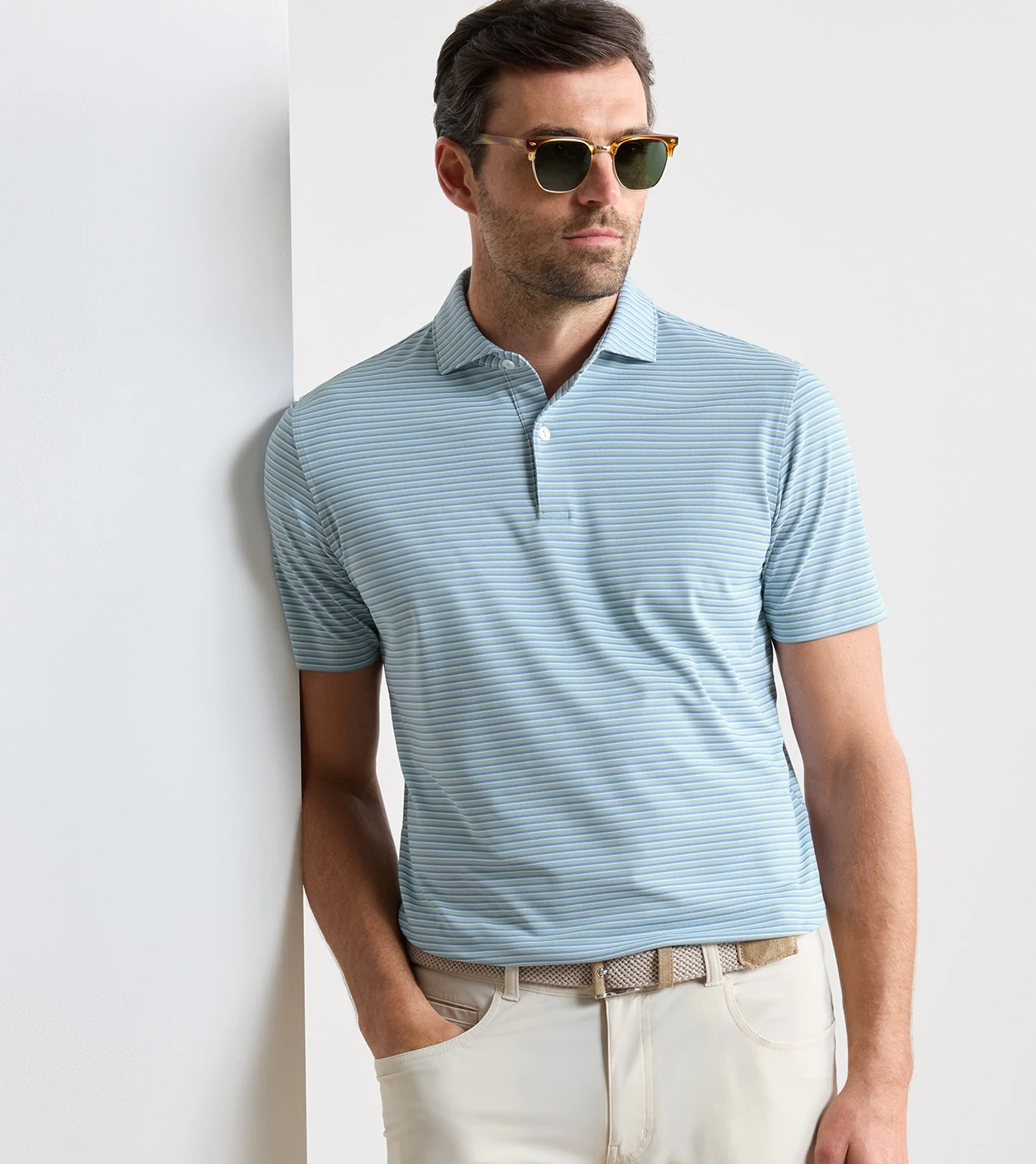 Tempo Performance Mesh Polo in LIGHT WILLOW - Alternate Image 1
